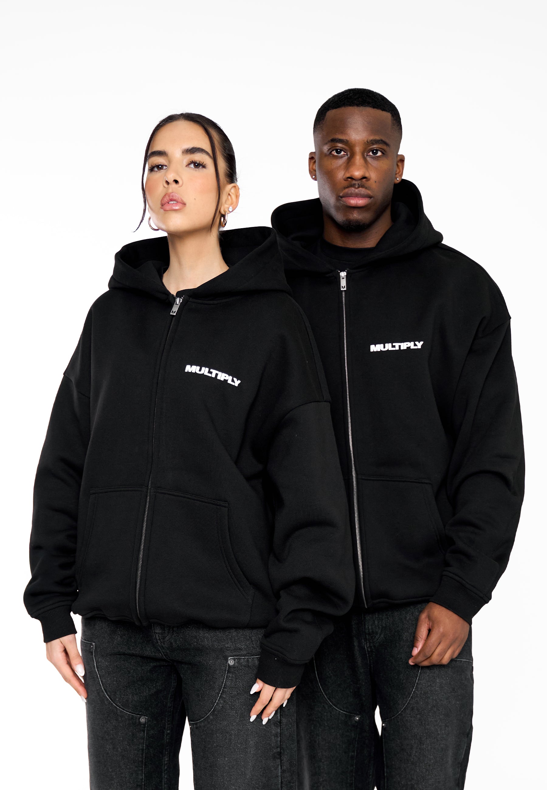 Oversize Zip Hoodie MULTIPLY Black
