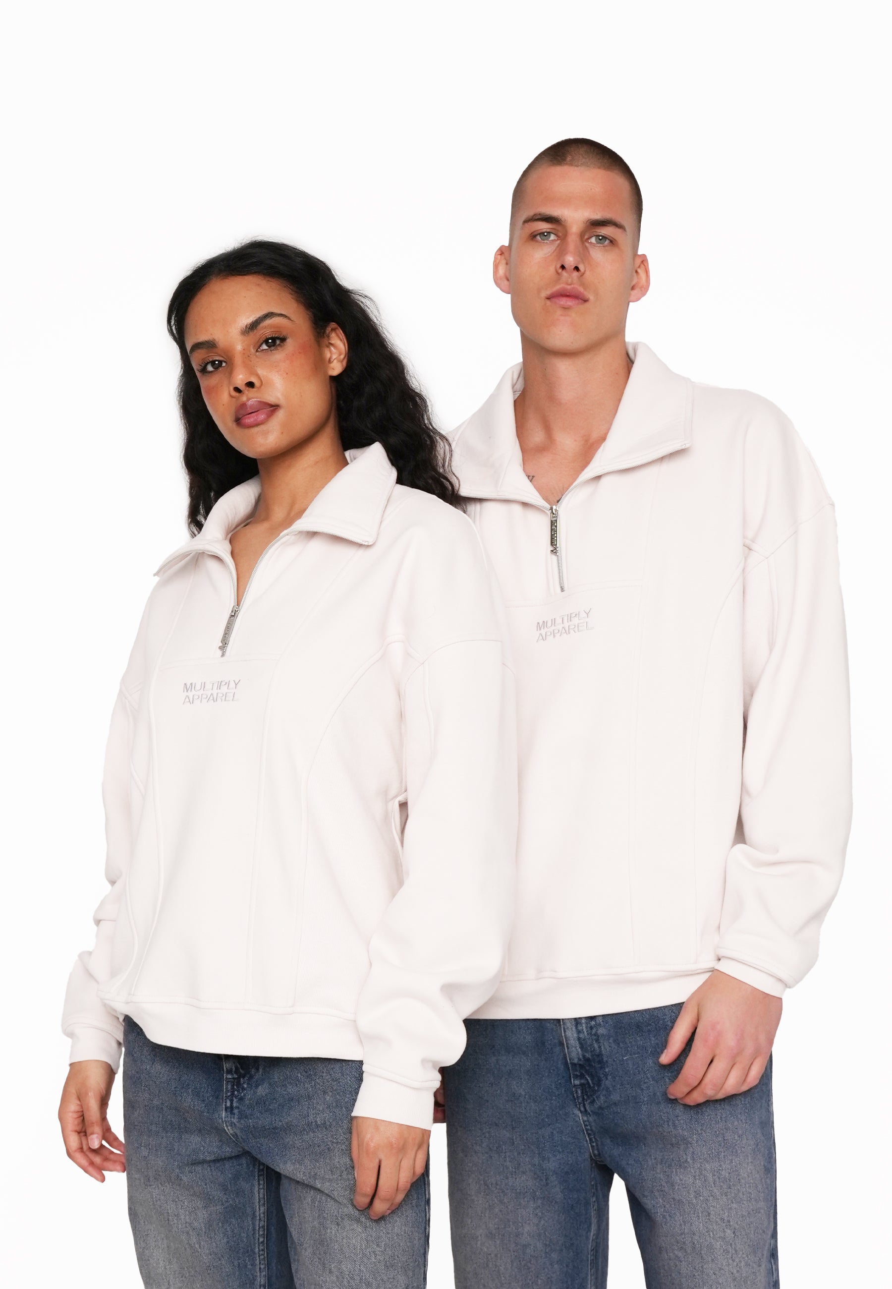 Oversize Half Zip Polo EXPLORER White Sand