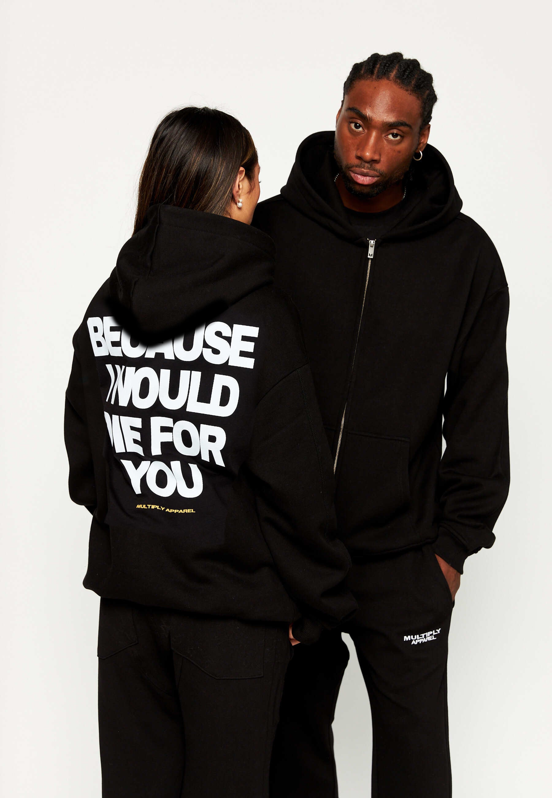 Oversize Zip Hoodie DIE FOR YOU Black