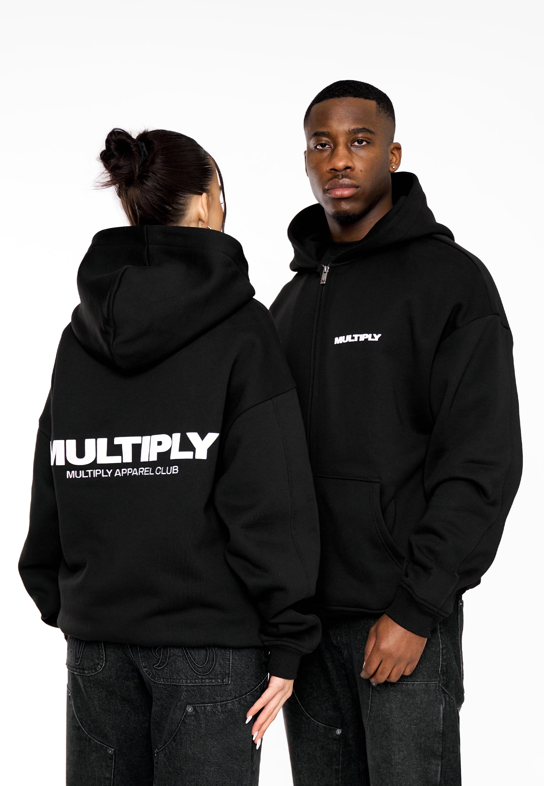 Oversize Zip Hoodie MULTIPLY Black