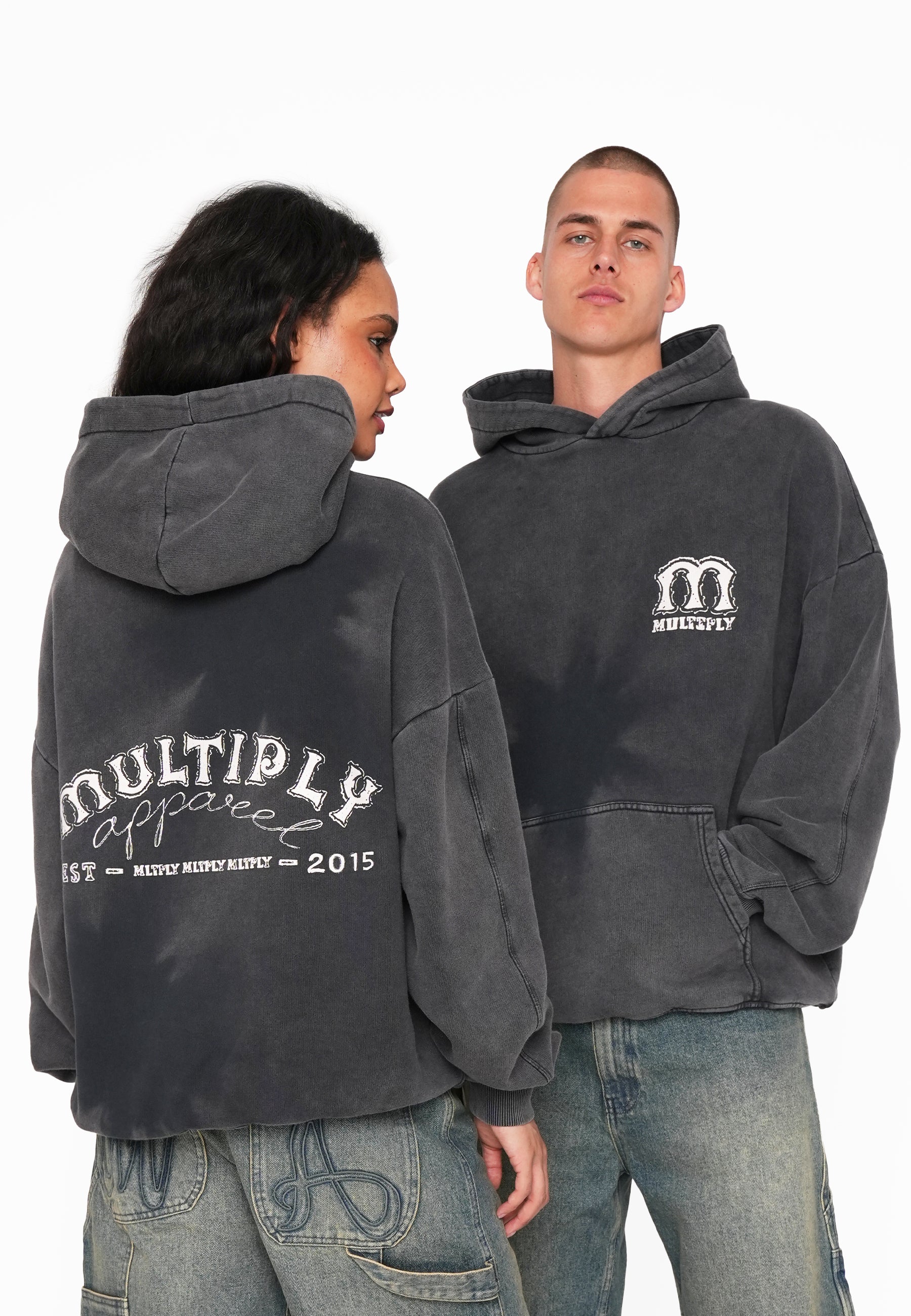 Oversize Hoodie MULTIPLY TIE DYE Black Washed