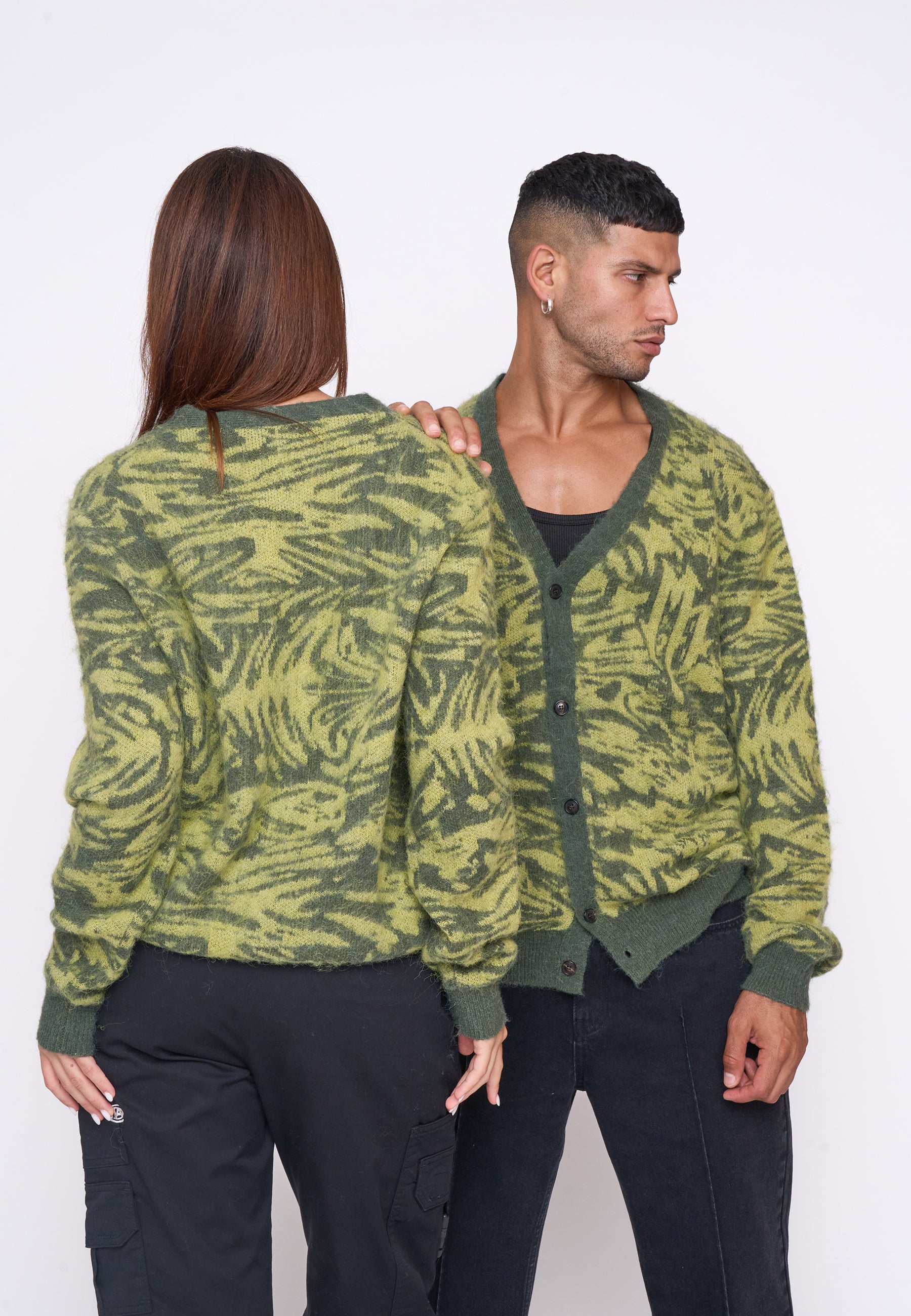 Knit Cardigan CONCRETE Four Leaf Clover