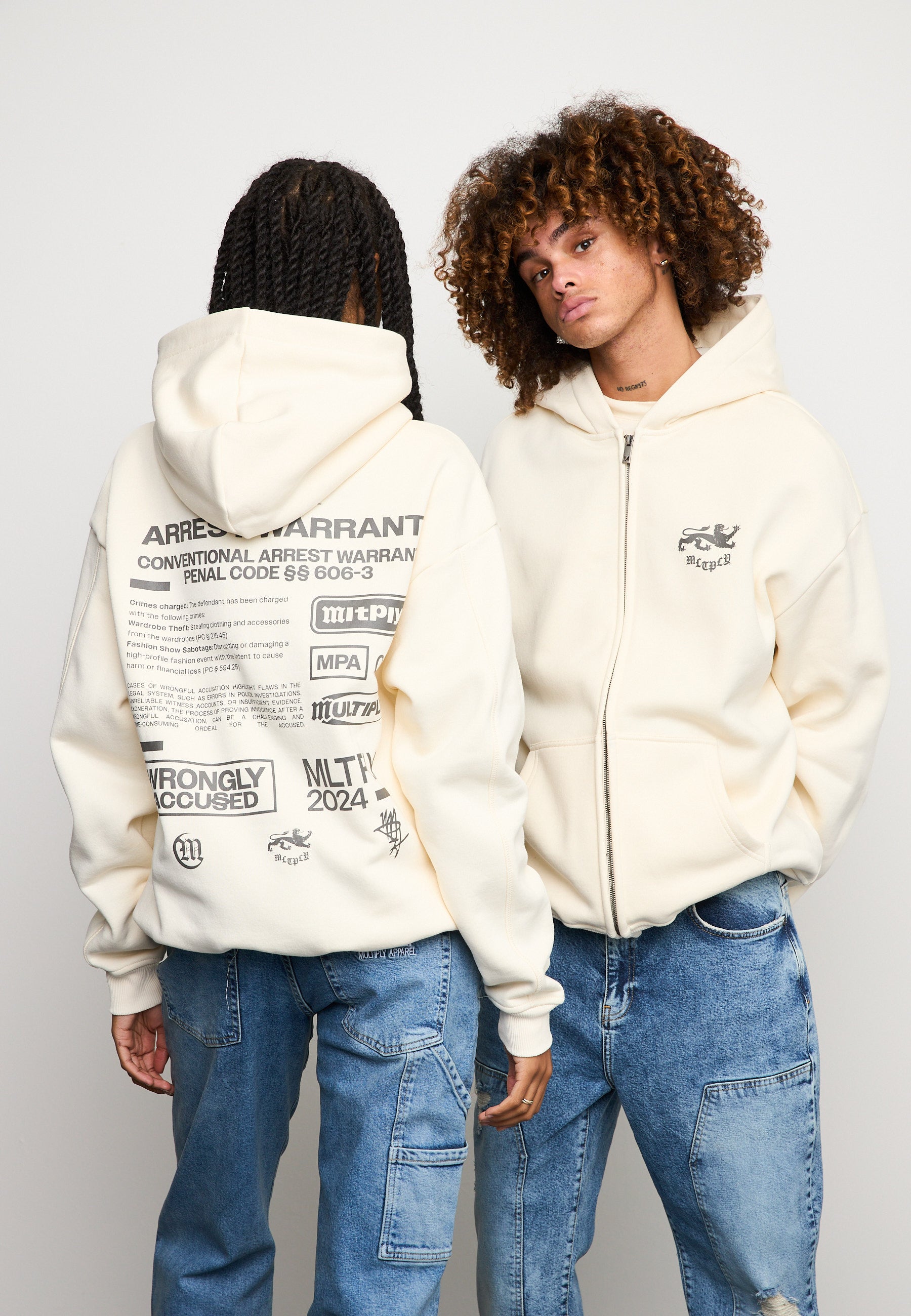 Oversize zip hoodie WARRANT Egret