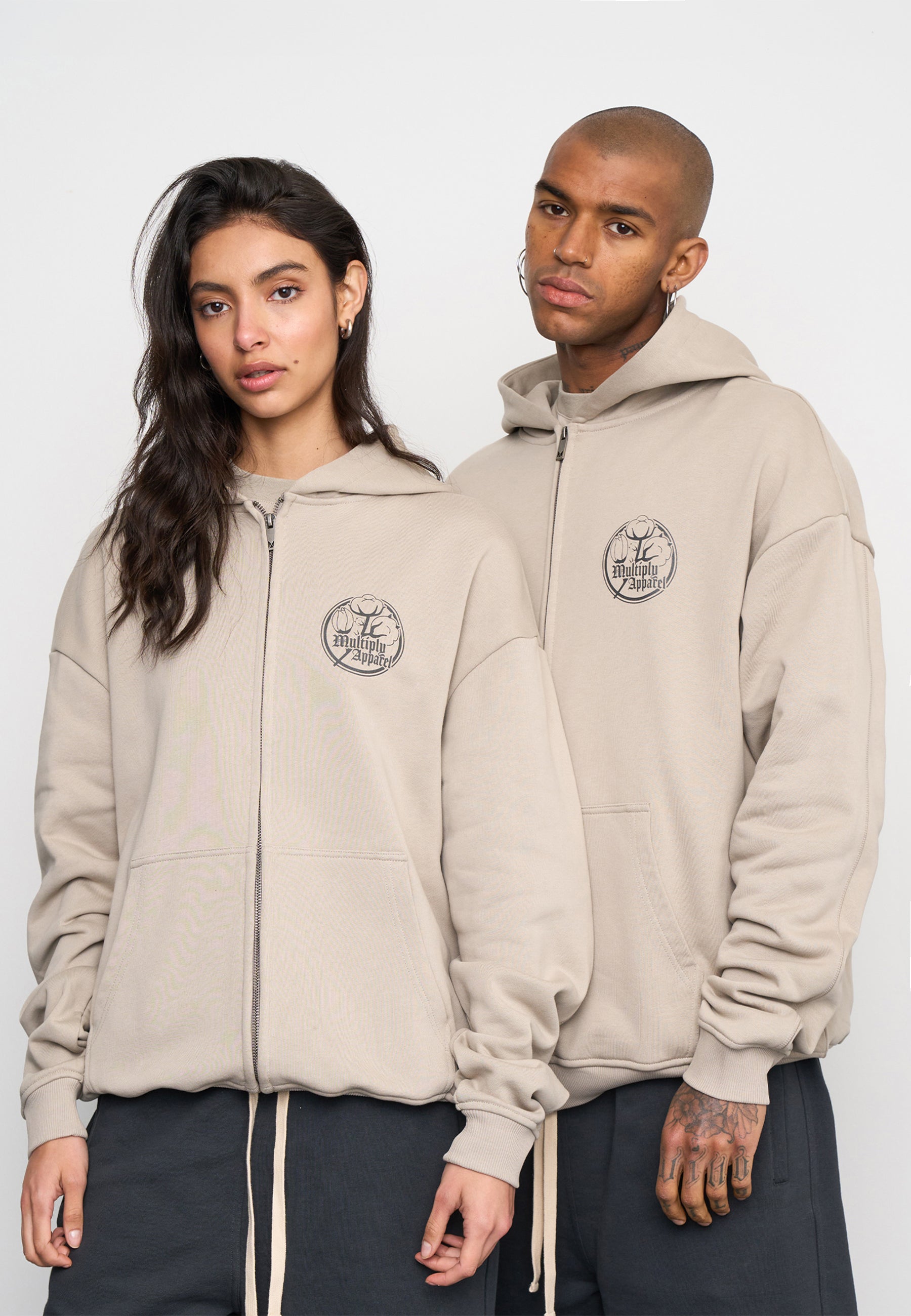 Oversize Zip Hoodie ANTIQUE Vintage Khaki