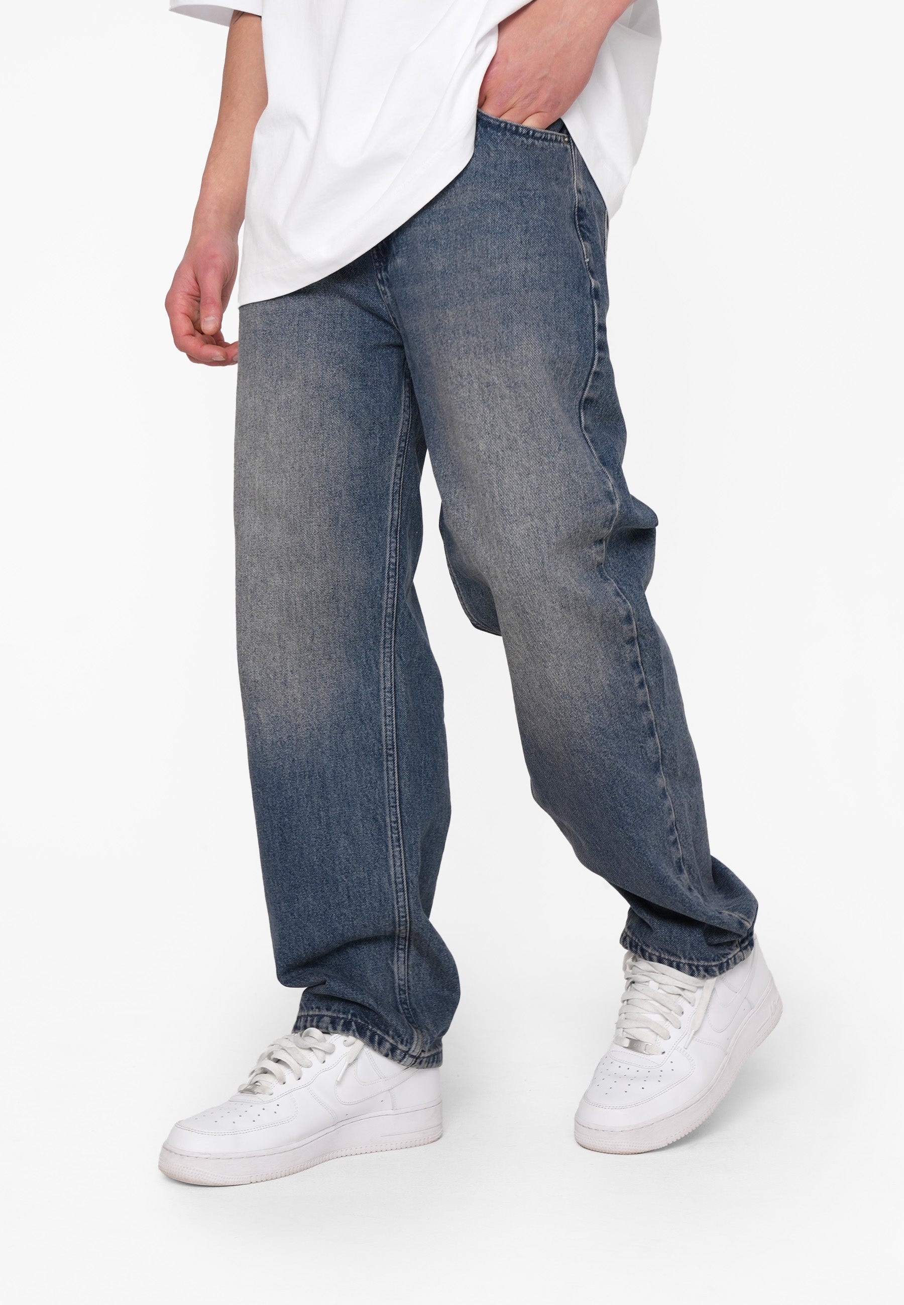 Wide Straight Jeans SLICK Blue Beige