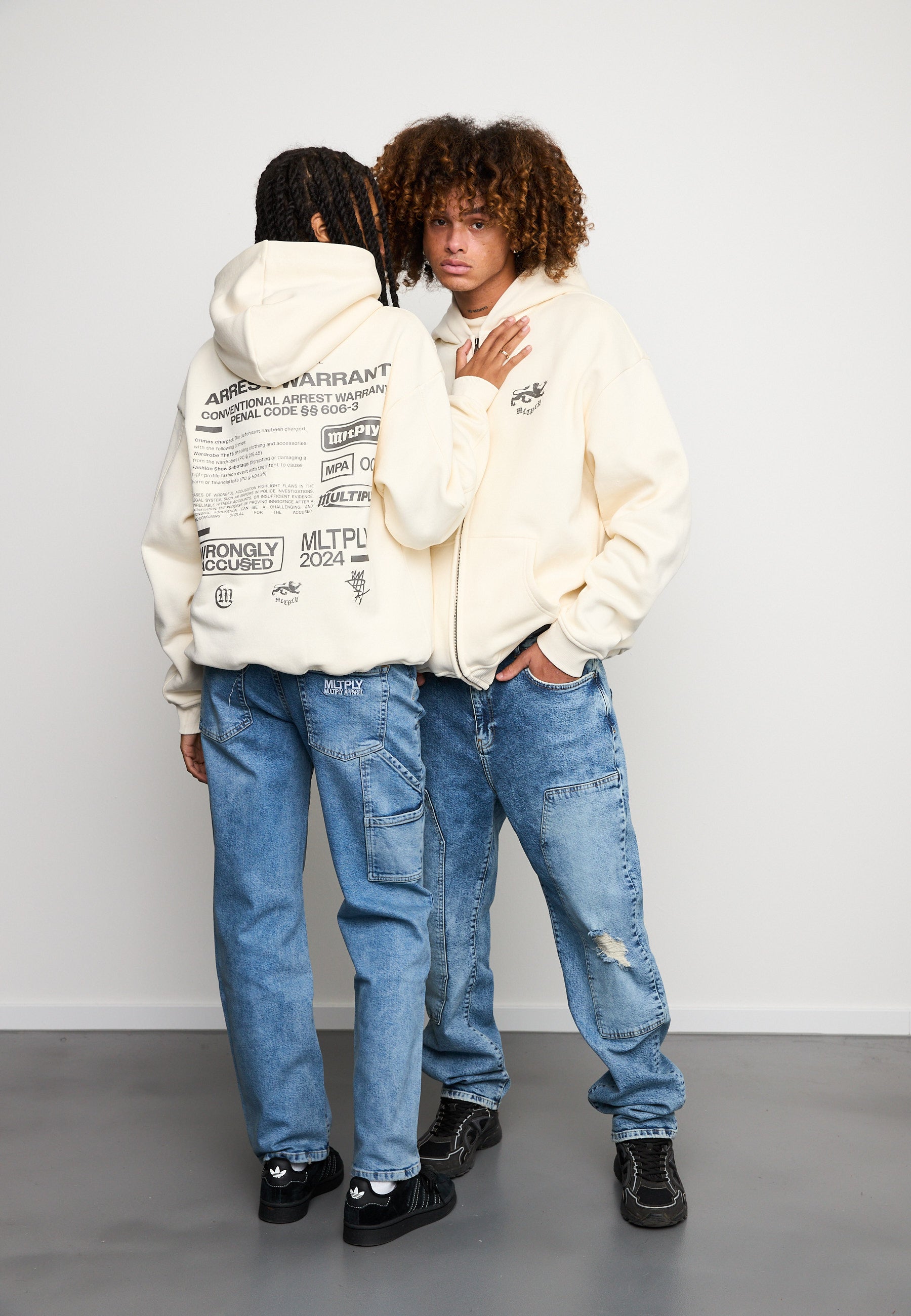 Oversize zip hoodie WARRANT Egret