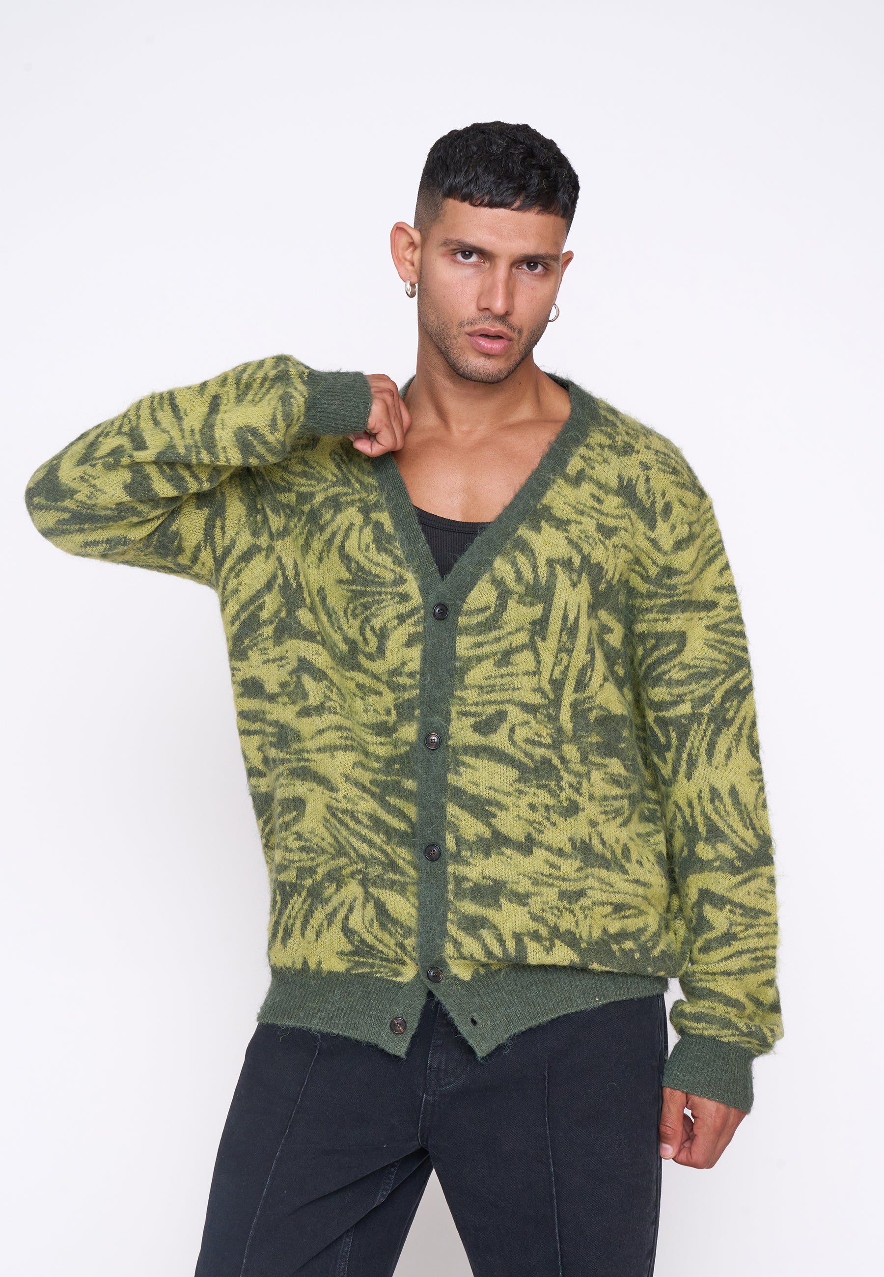 Knit Cardigan CONCRETE Four Leaf Clover