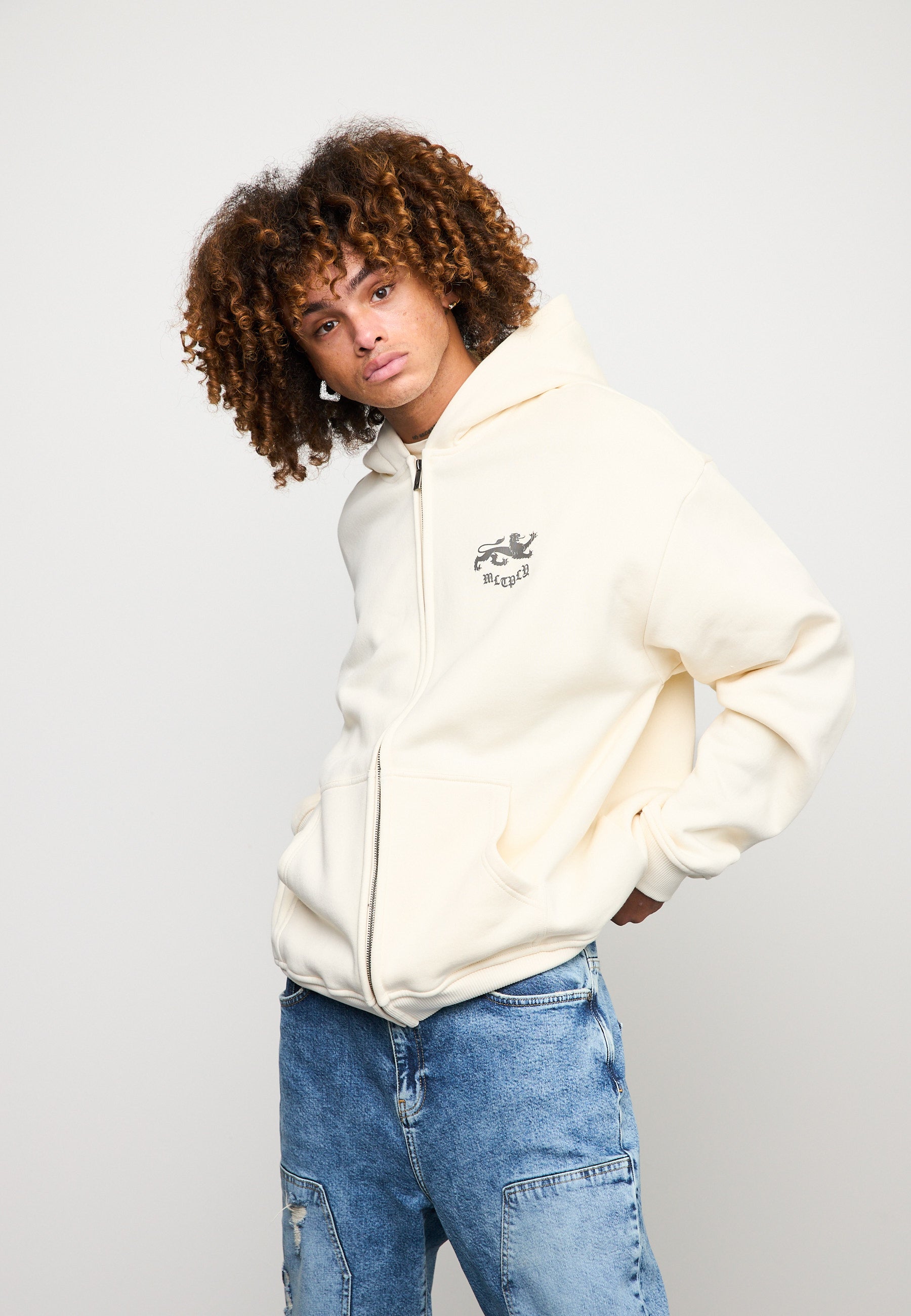 Oversize zip hoodie WARRANT Egret