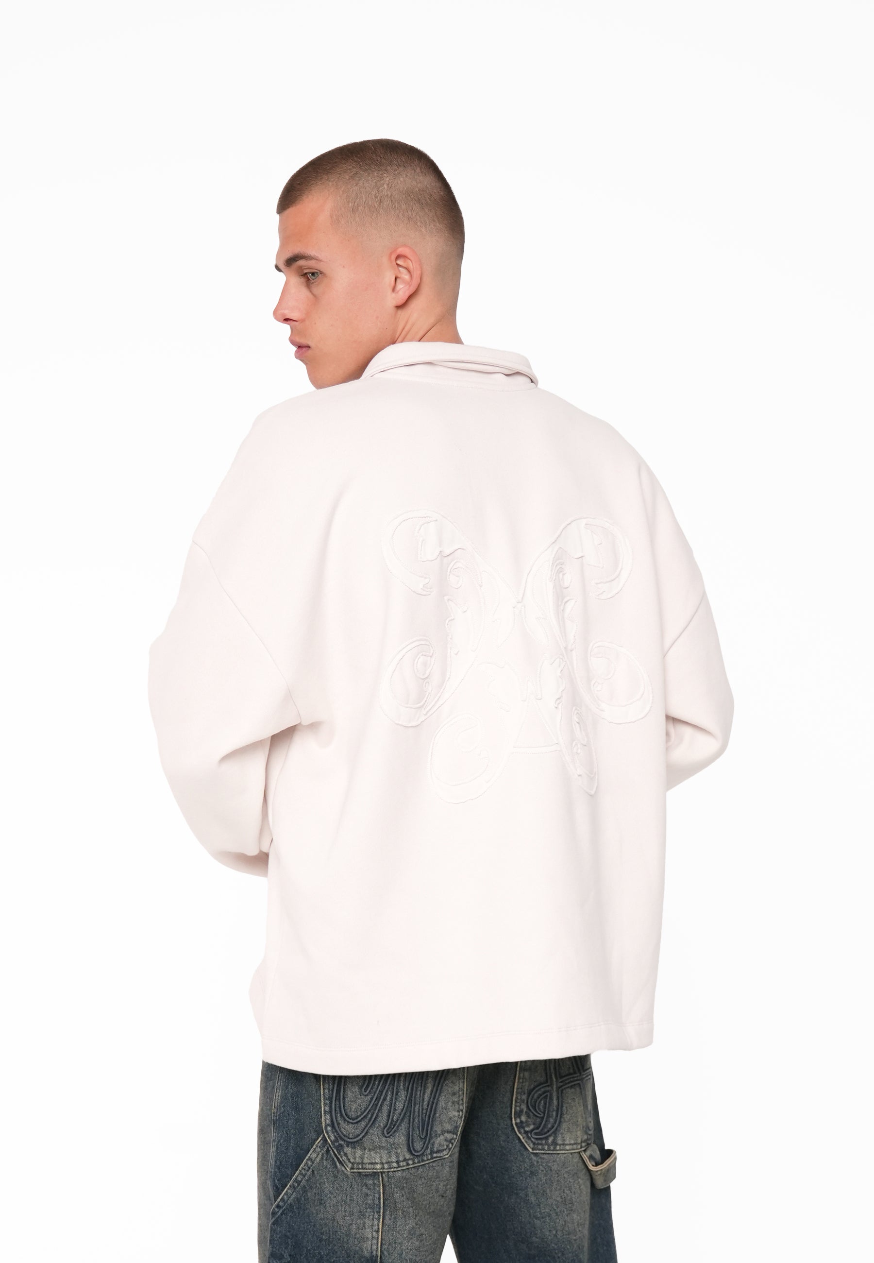 Oversize Longsleeve Polo INSCRIPTION White Sand