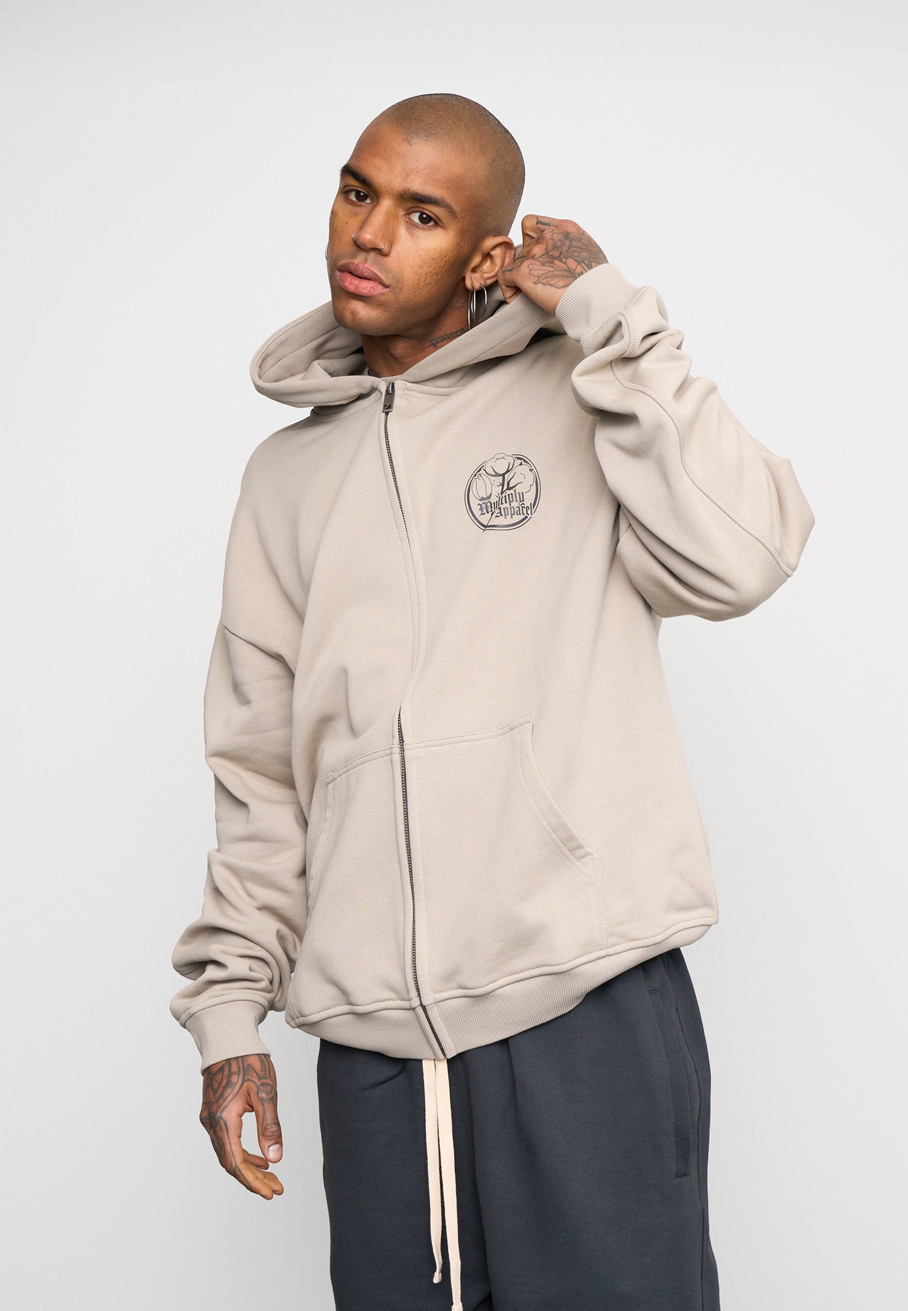 Oversize Zip Hoodie ANTIQUE Vintage Khaki