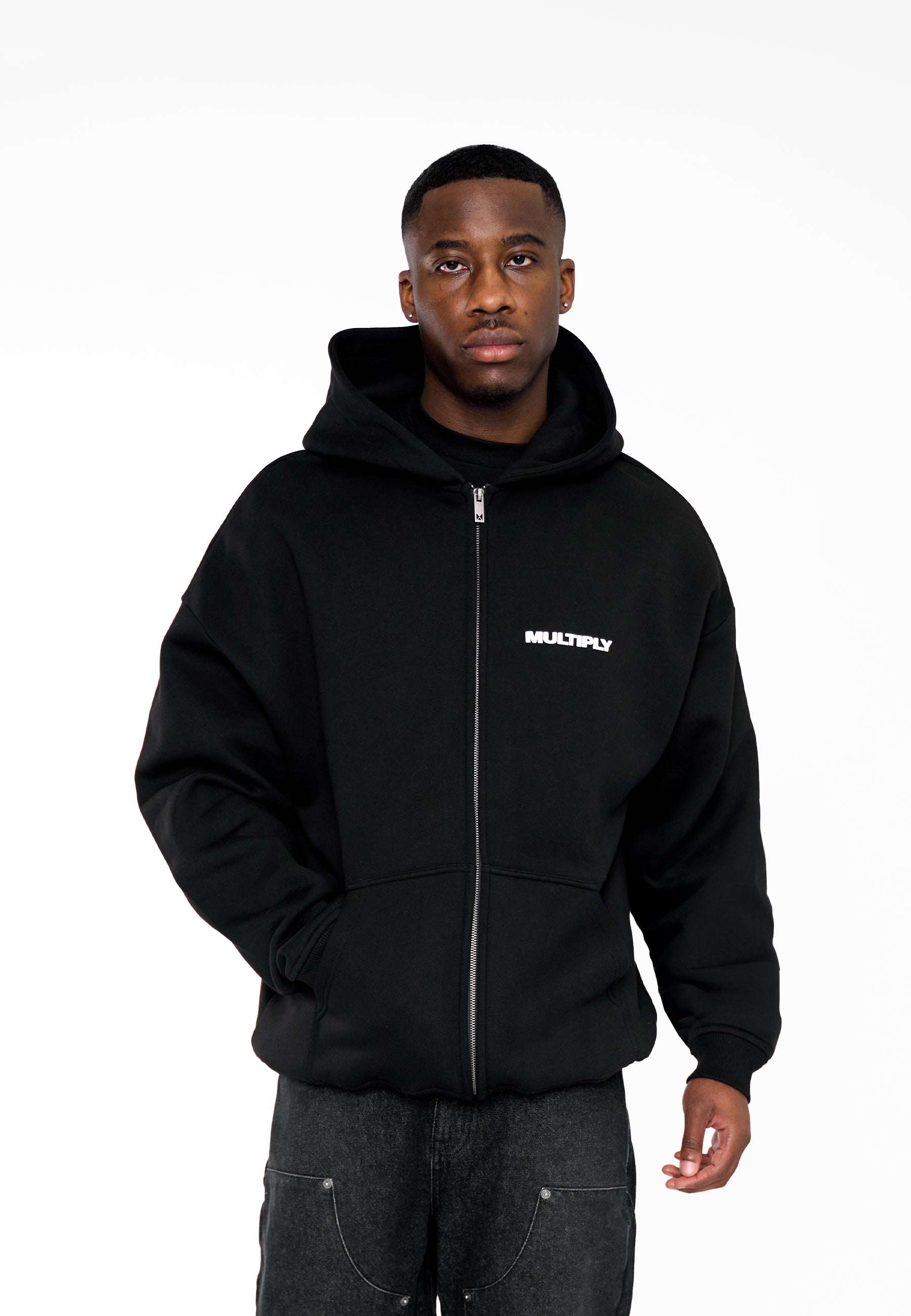 Oversize Zip Hoodie MULTIPLY Black