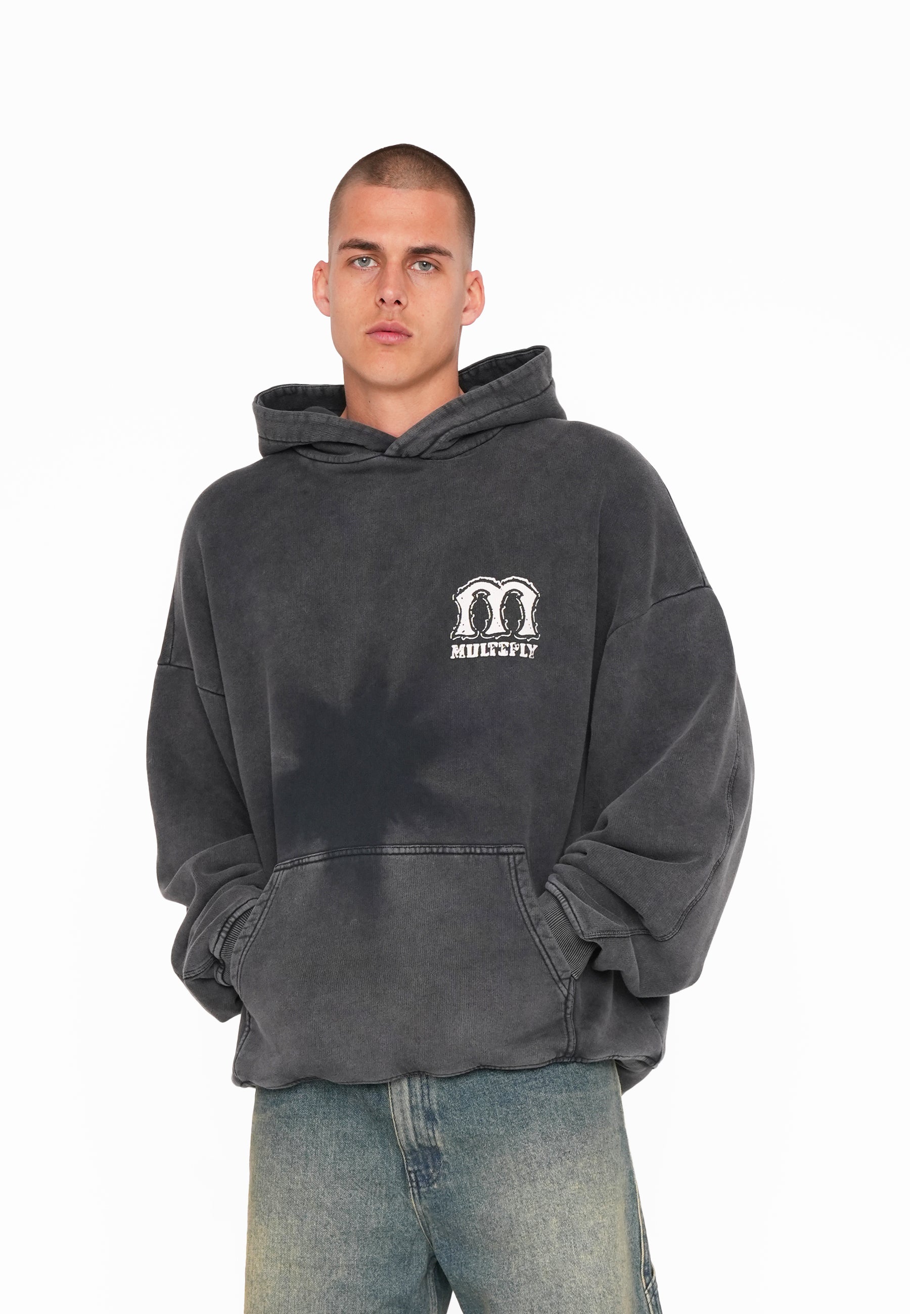 Oversize Hoodie MULTIPLY TIE DYE Black Washed