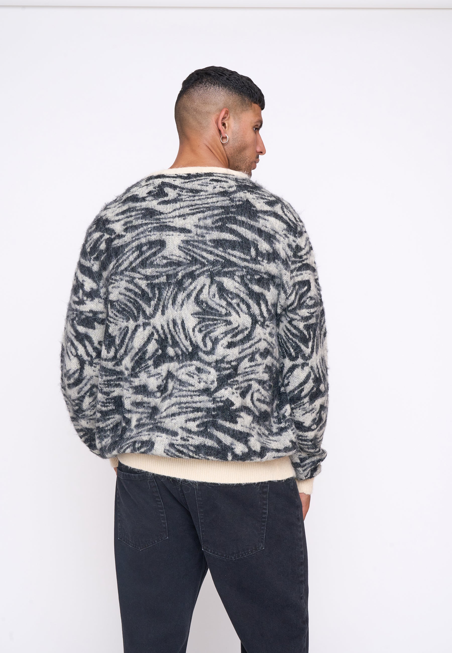 Knit Cardigan CONCRETE White Swan