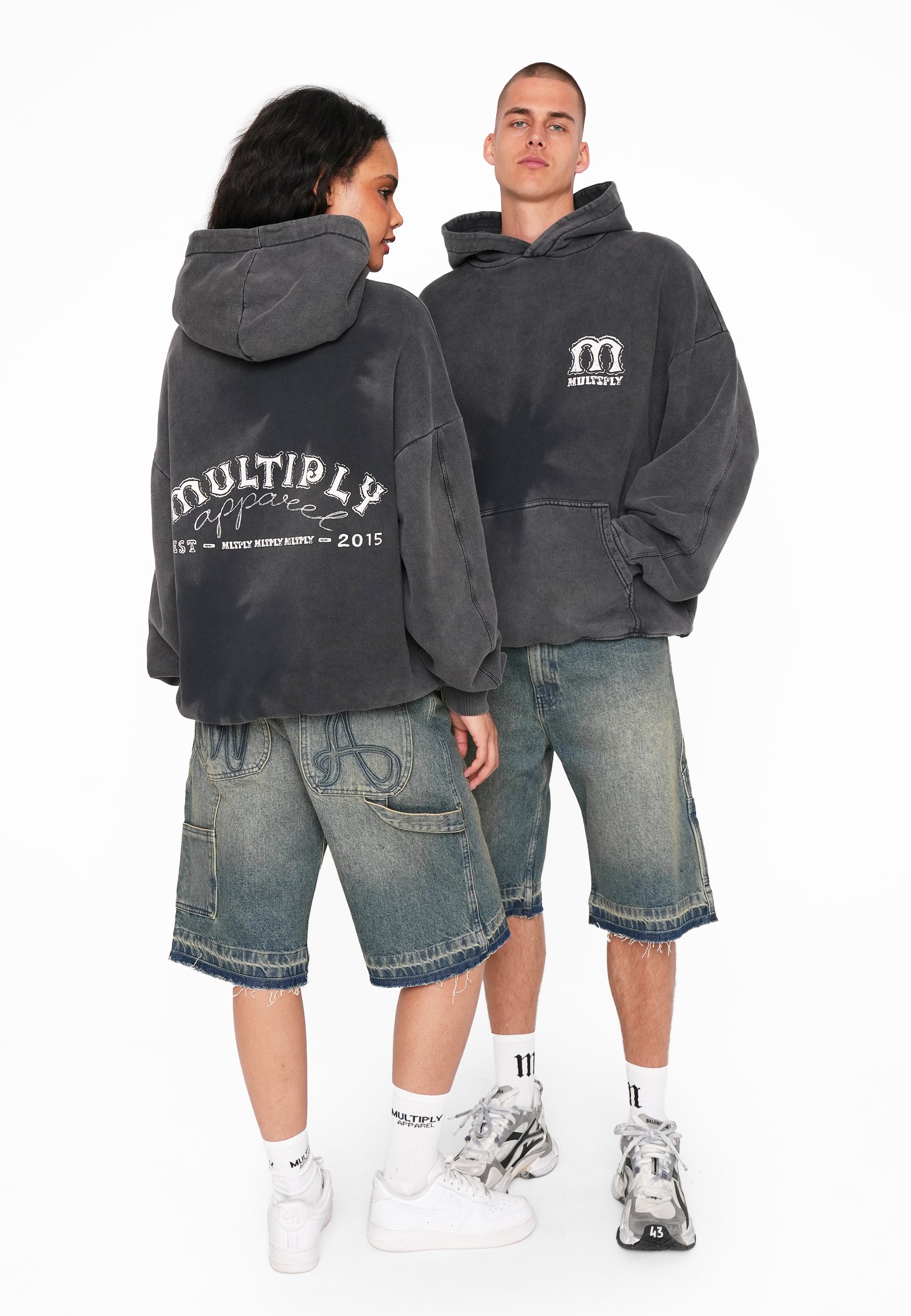 Oversize Hoodie MULTIPLY TIE DYE Black Washed