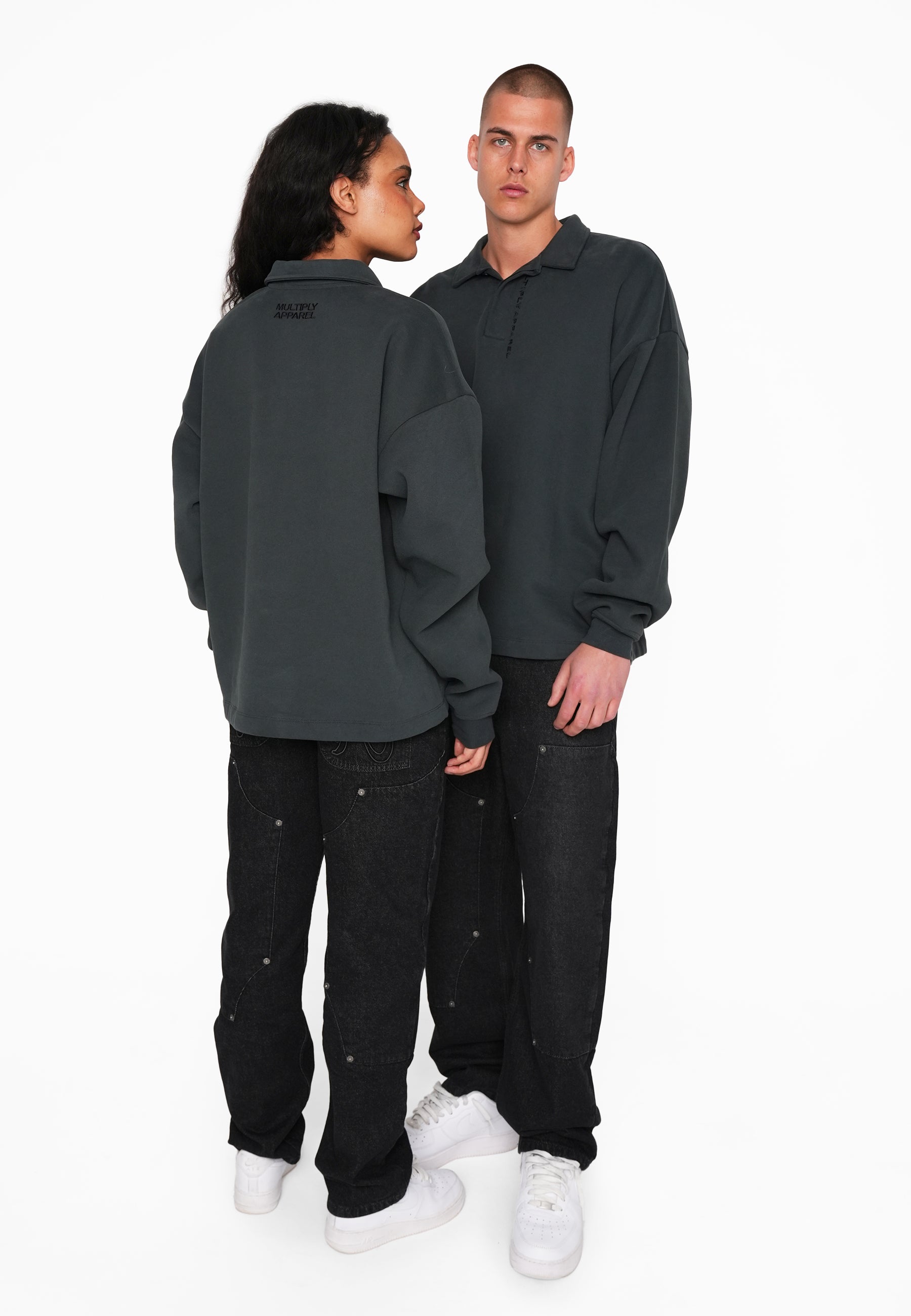 Oversize Longsleeve Polo CHUKKER Forest River