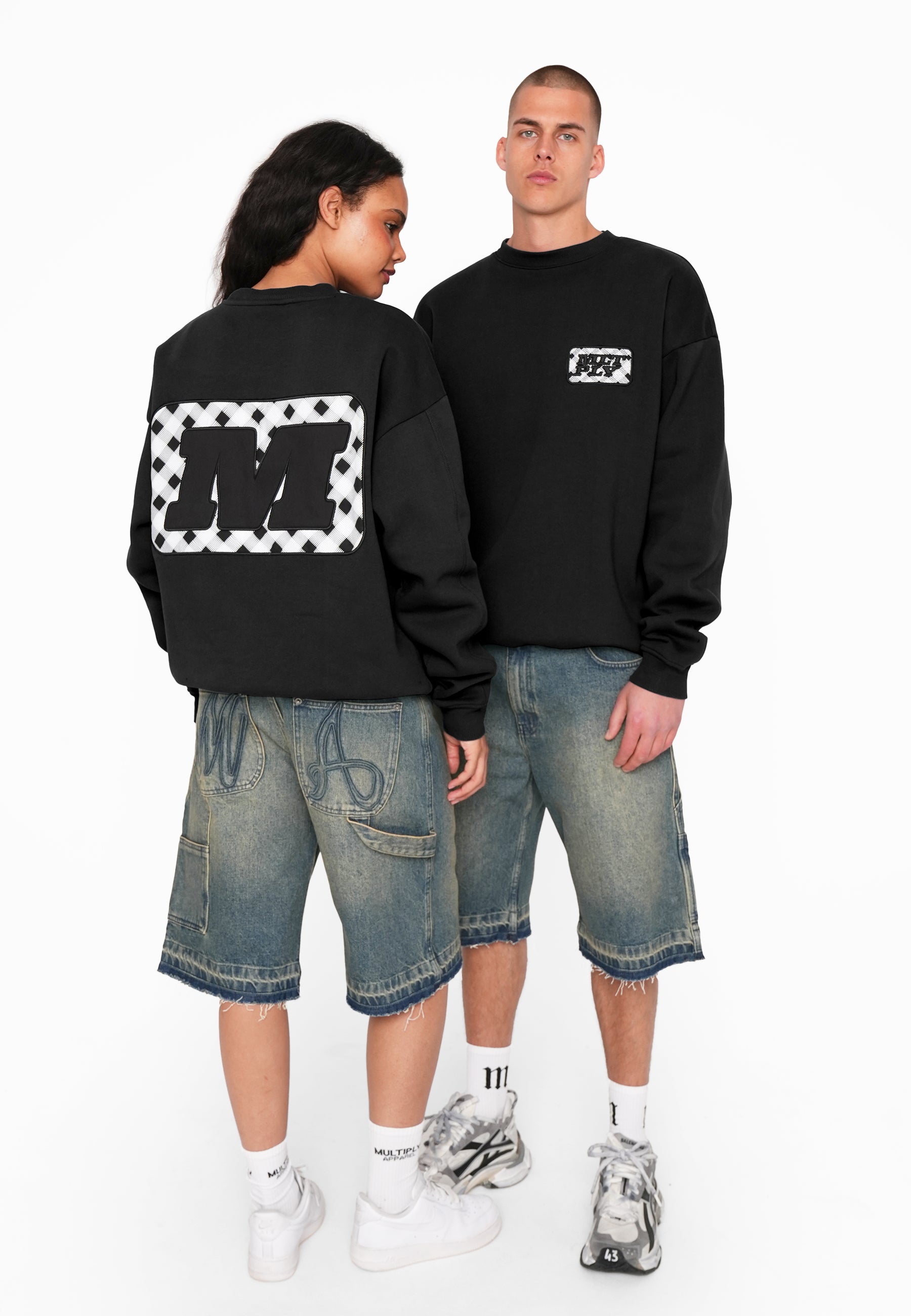Oversize Sweatshirt CHECKERED Black