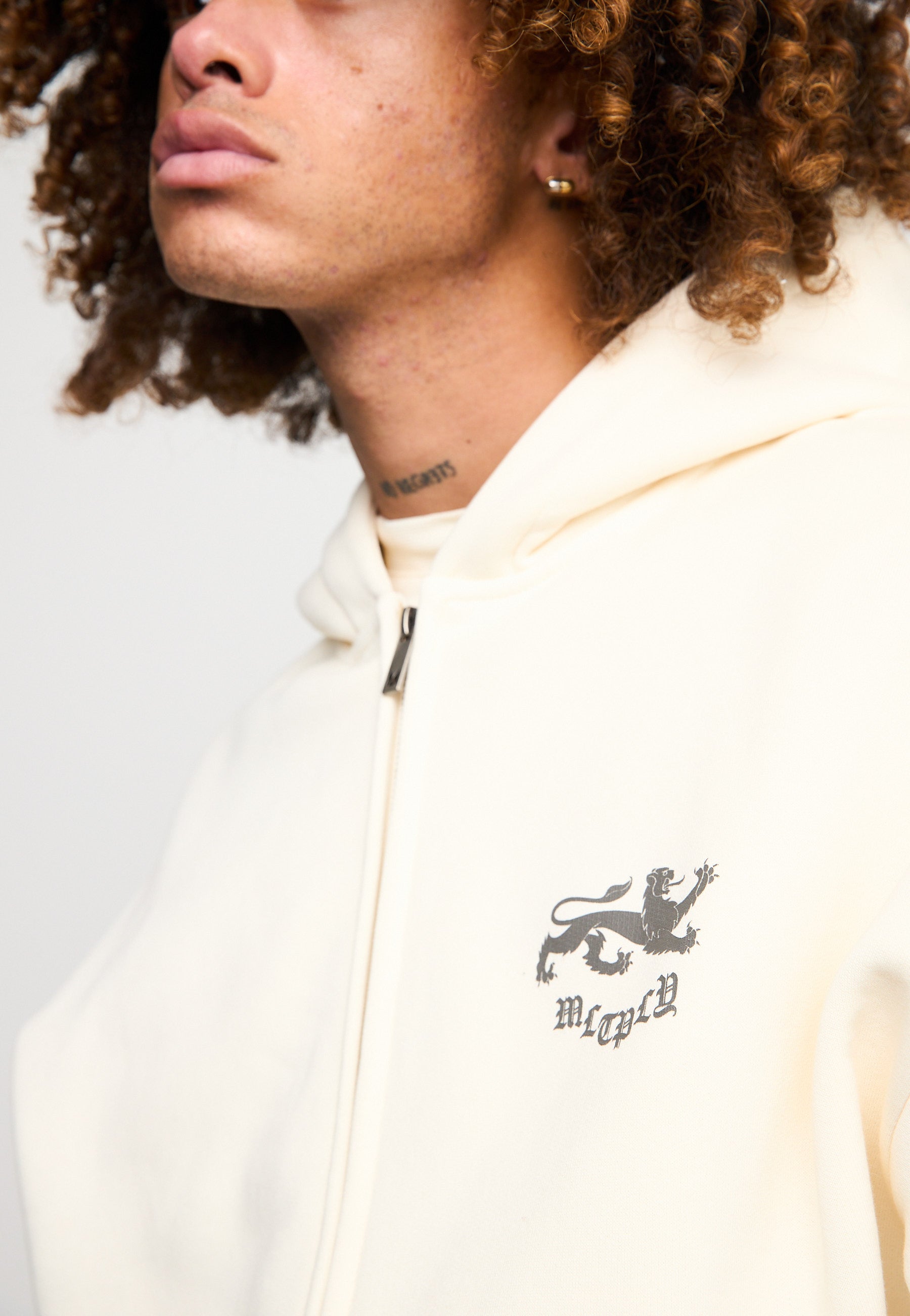 Oversize zip hoodie WARRANT Egret