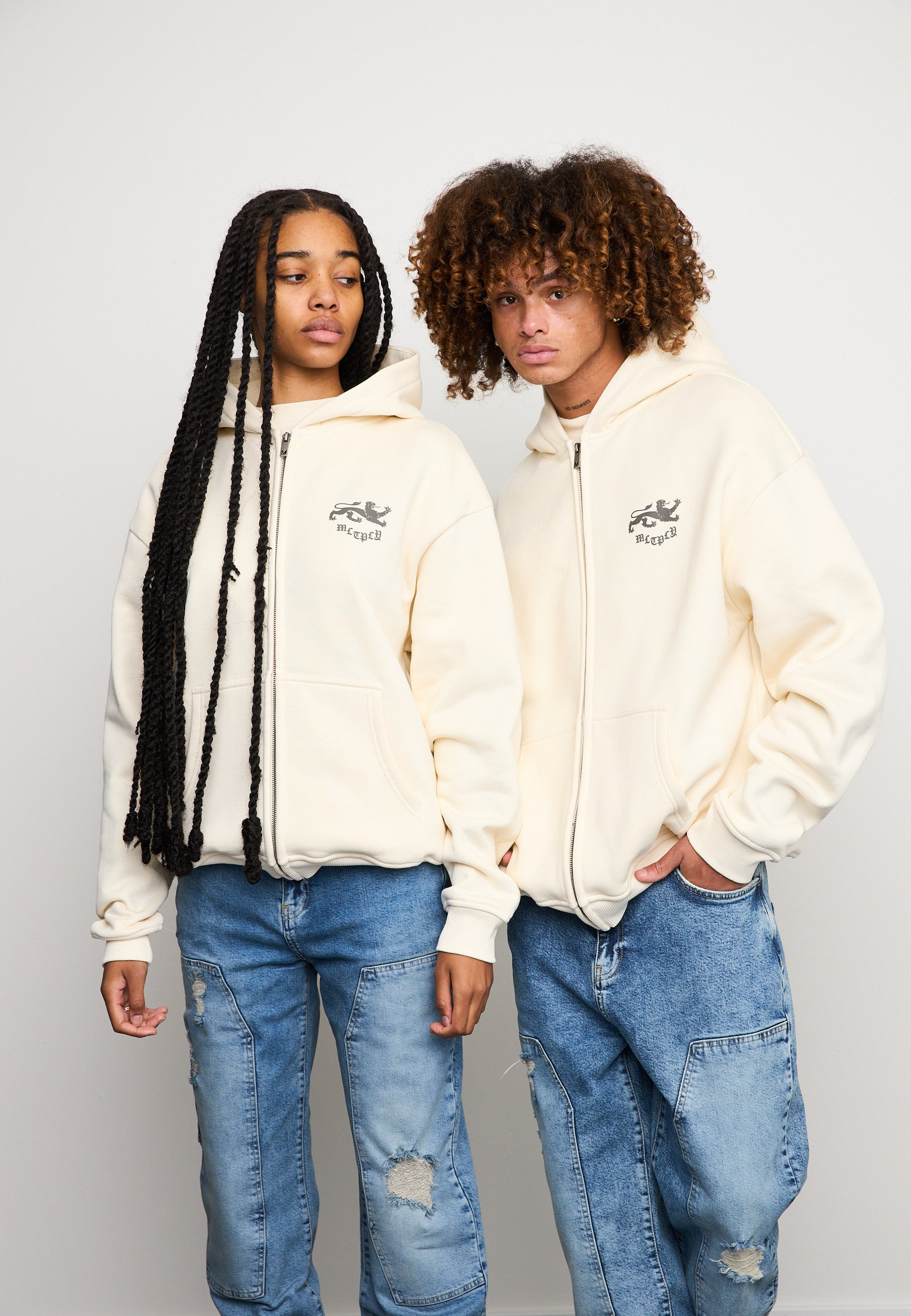 Oversize zip hoodie WARRANT Egret