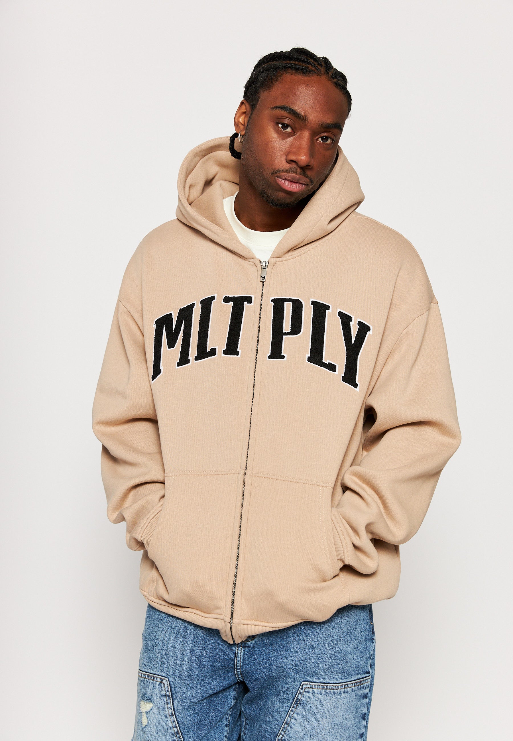 Oversize Zip Hoodie MLTPLY EMBROIDERY Simply Taupe