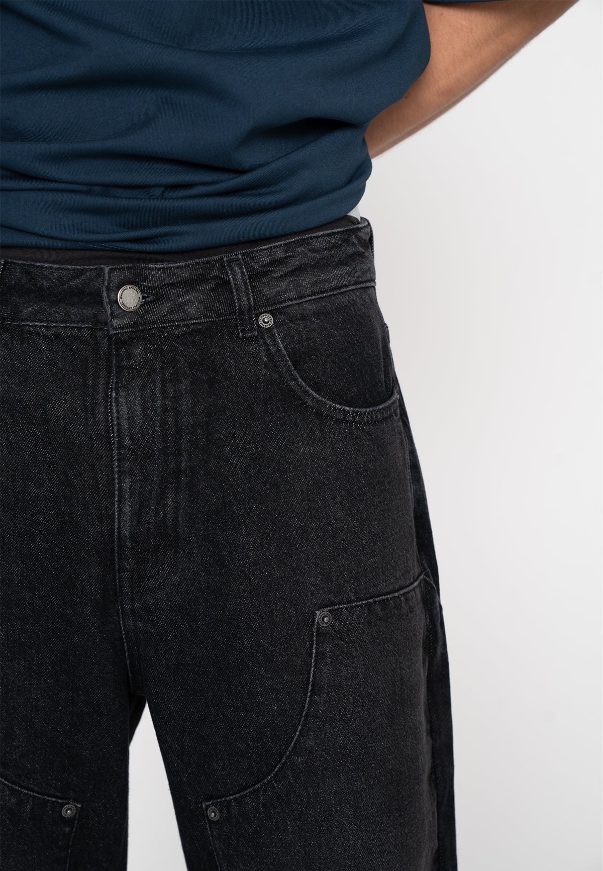 Panneled Straight Jeans PANEL Black
