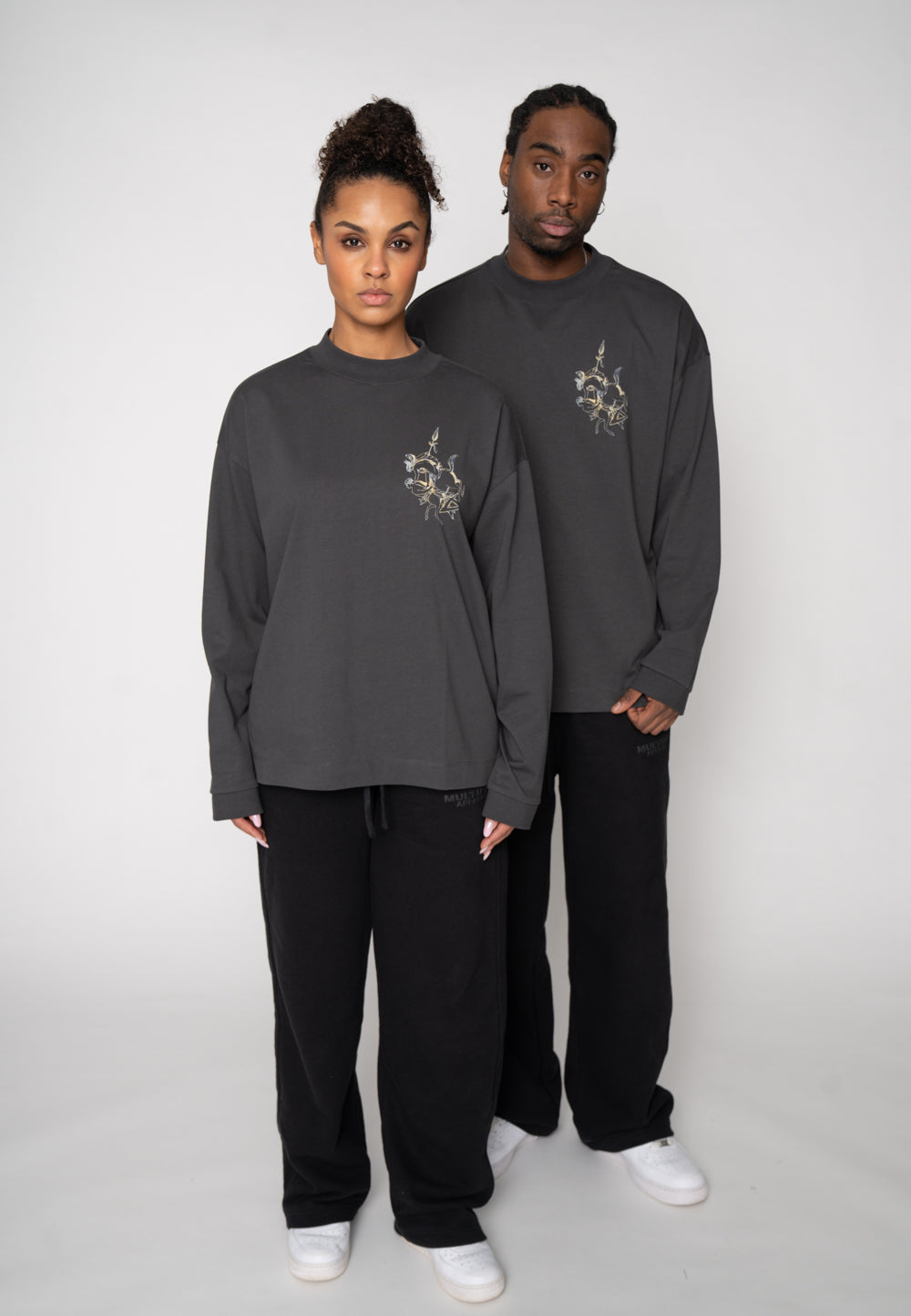 Oversize Longsleeve HORSE SKETCH Black Soda Washed