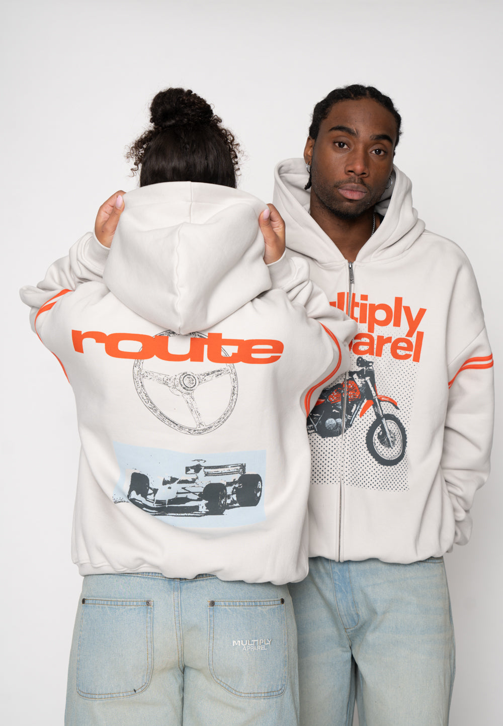 Oversized Zip Hoodie AUTOMOTIVE Glacier Gray