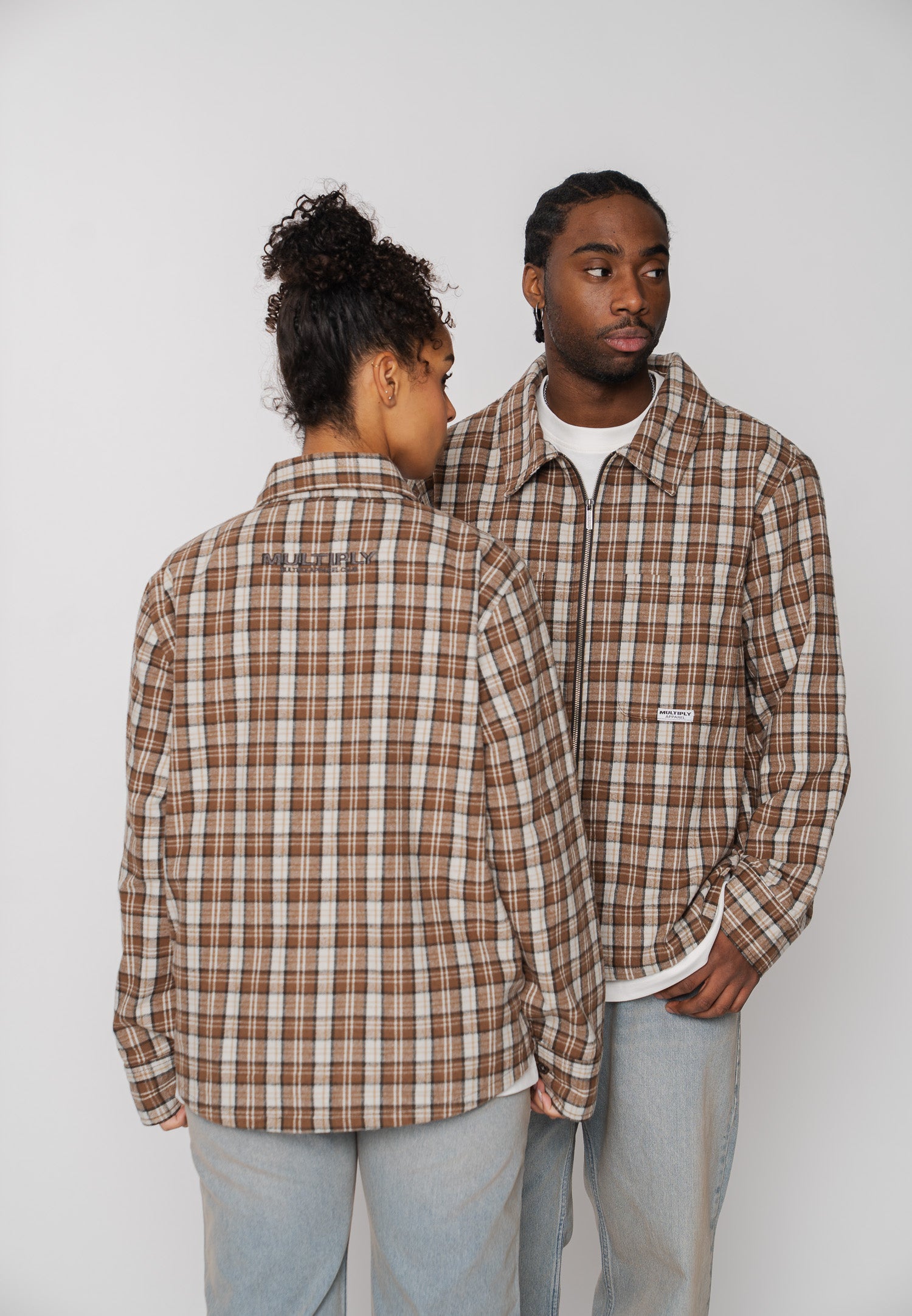 Oversize Jacket TARTAN Weathered Teak