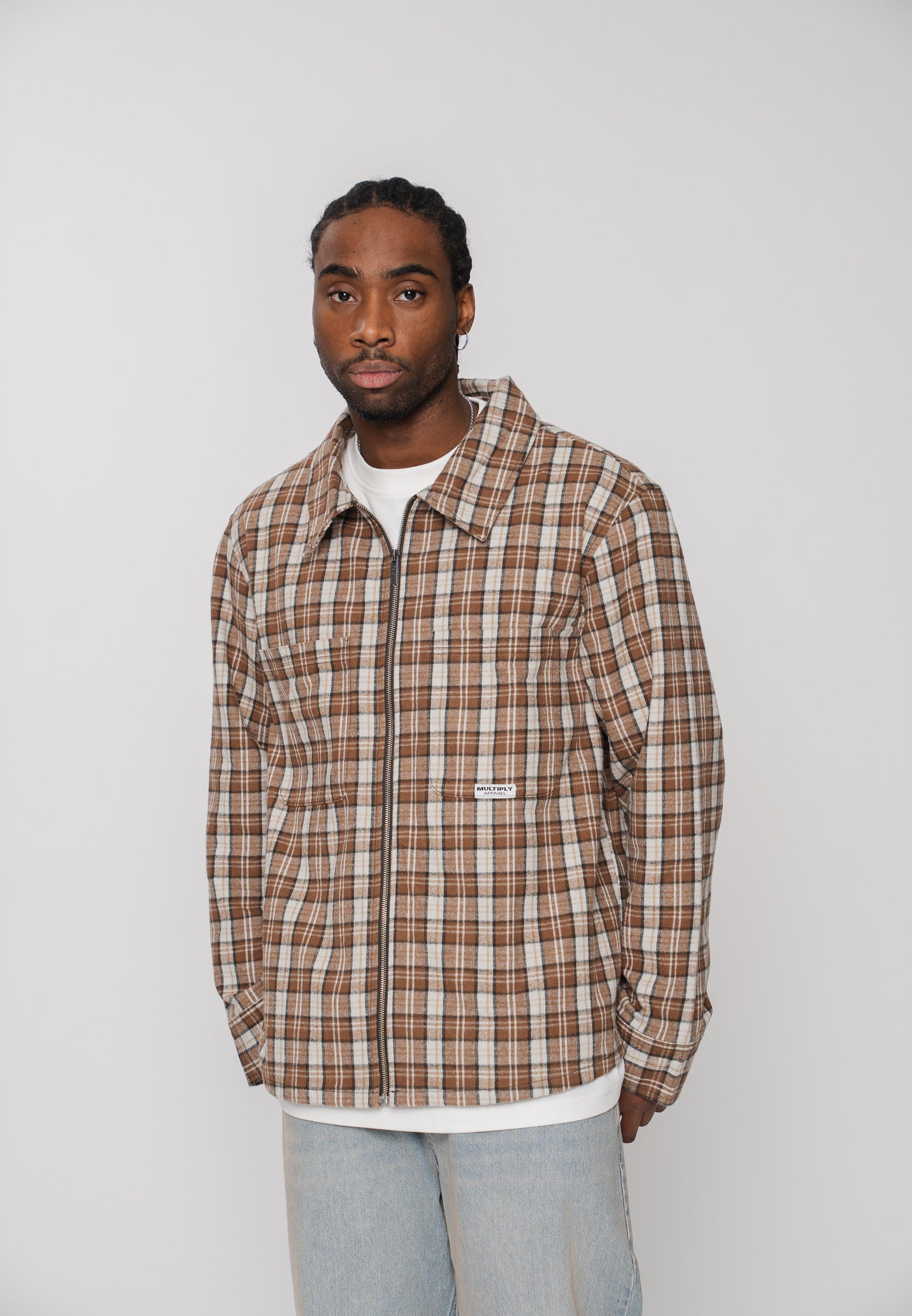 Oversize Jacket TARTAN Weathered Teak