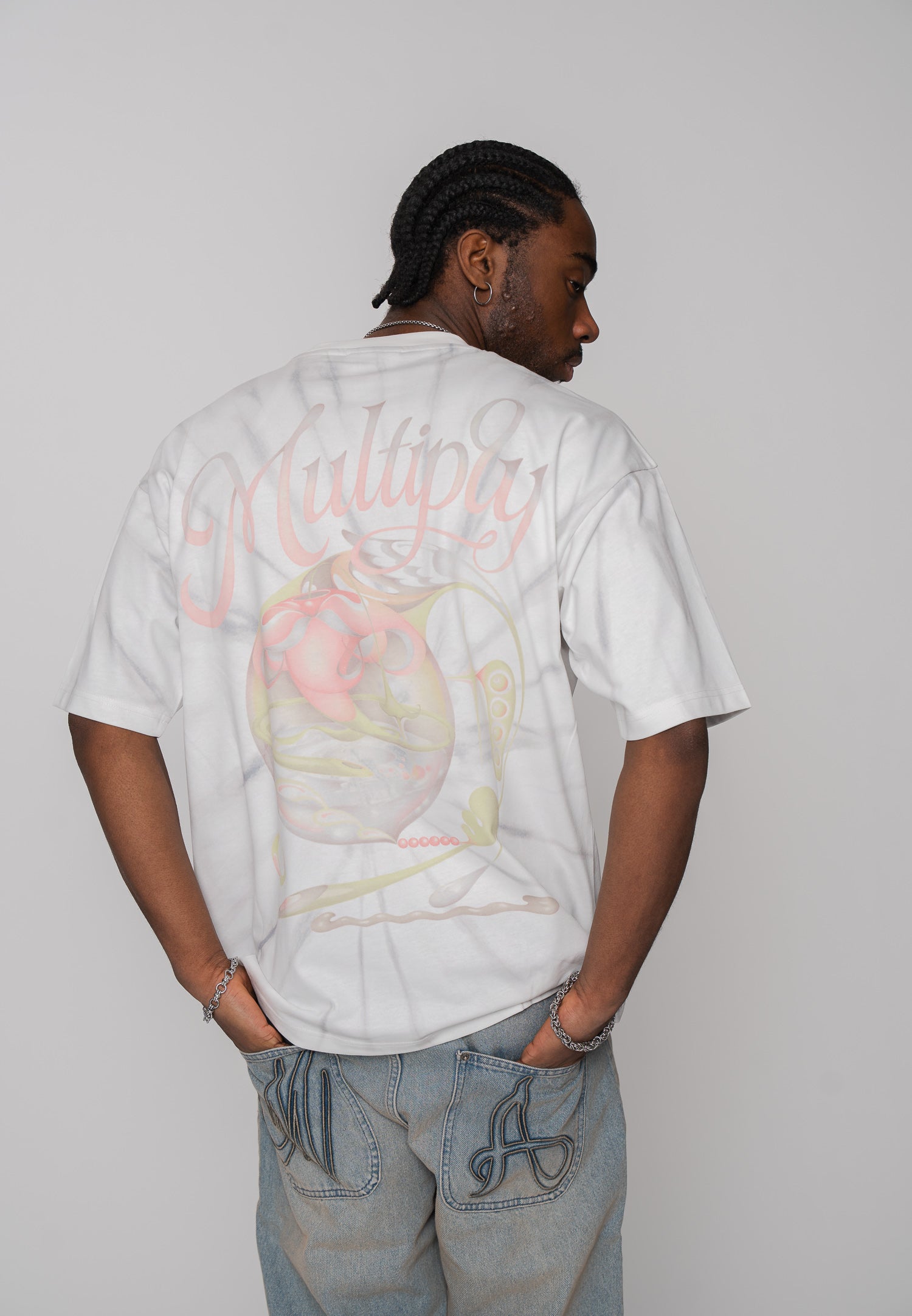 Oversize longsleeve HORSE SKETCH Black Soda Washed