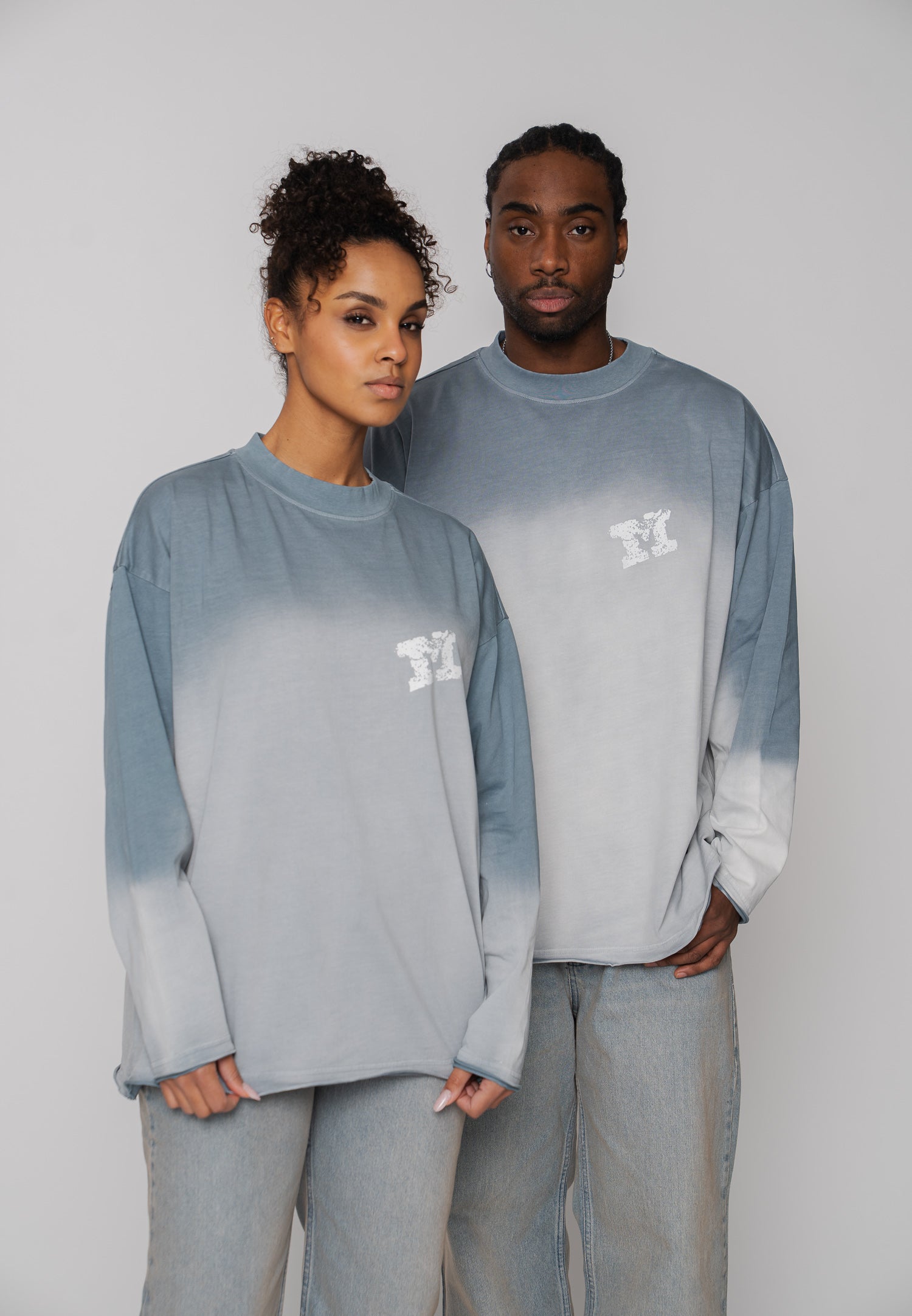 Oversize longsleeve HORSE SKETCH Black Soda Washed