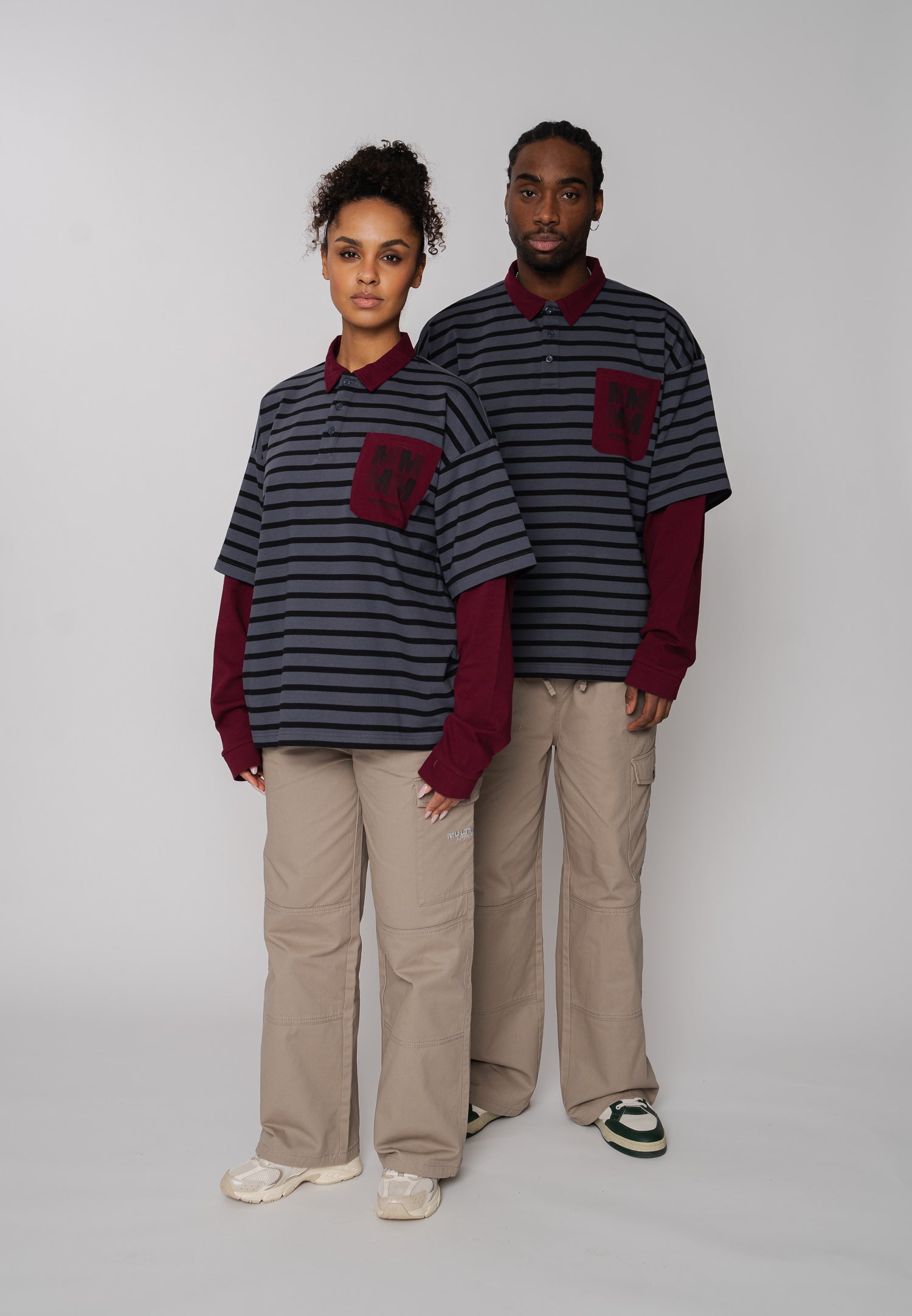 Oversize Longsleeve Polo DIVISION Maroon Red