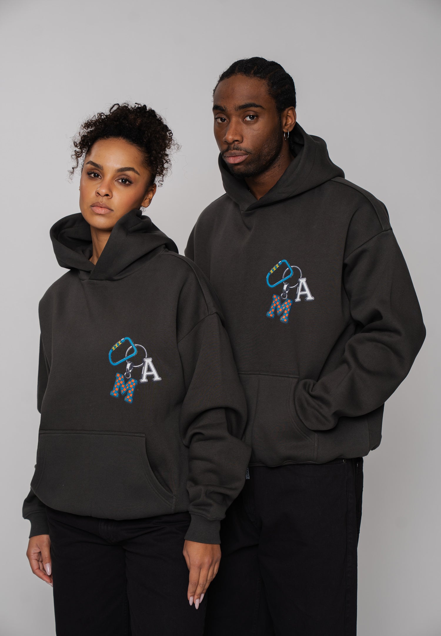 Oversized Hoodie DOG SKETCH Black Soda Washed