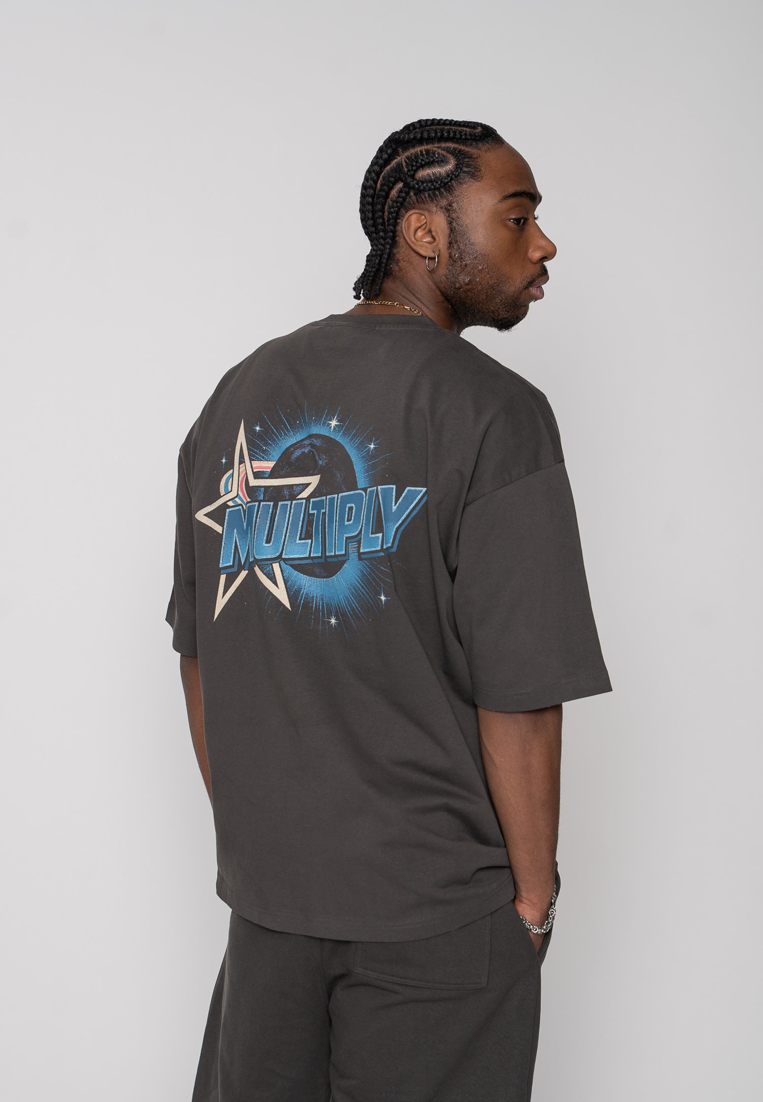 Oversize longsleeve HORSE SKETCH Black Soda Washed