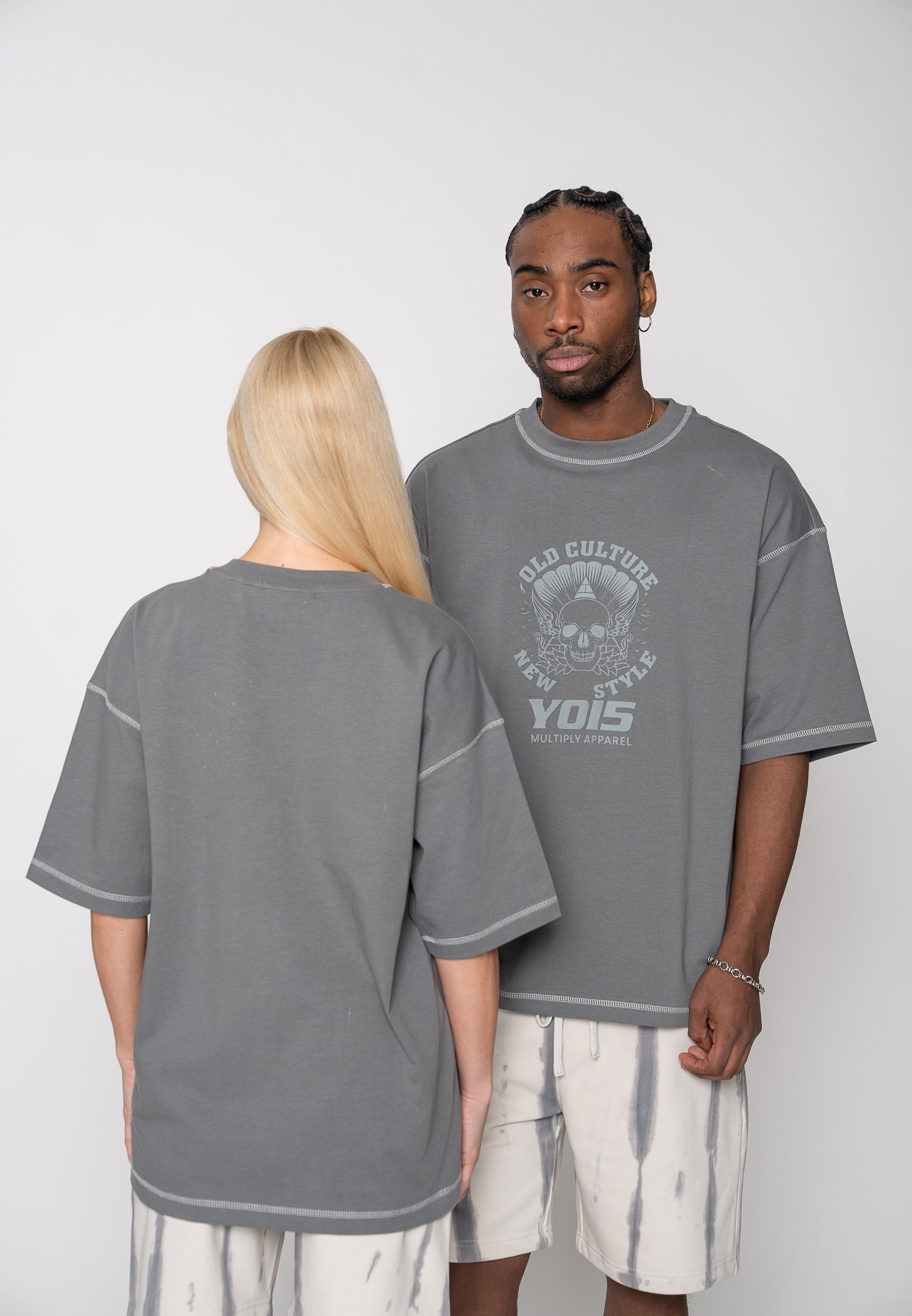 Oversize longsleeve HORSE SKETCH Black Soda Washed