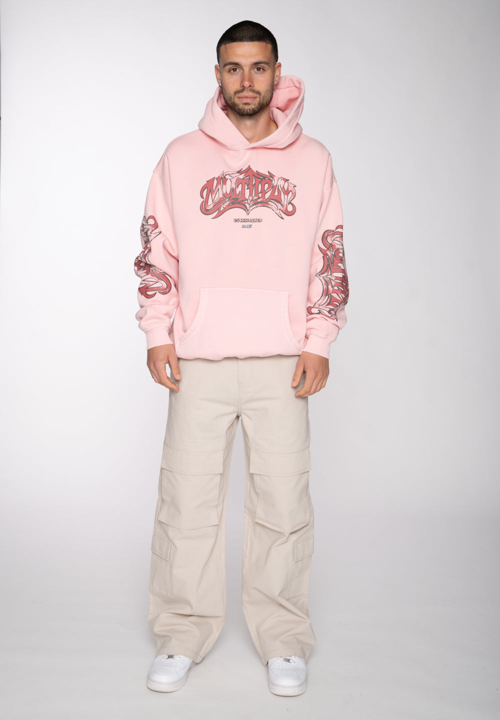 Oversized Hoodie DOG SKETCH Black Soda Washed