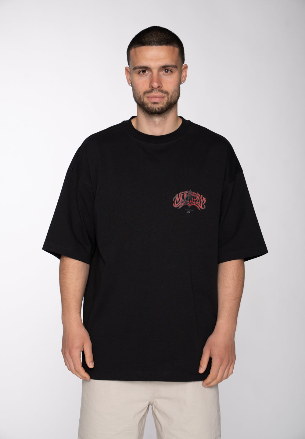 Oversize longsleeve HORSE SKETCH Black Soda Washed