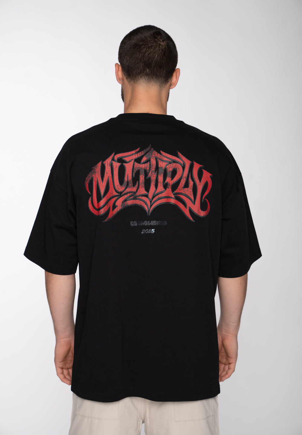 Oversize longsleeve HORSE SKETCH Black Soda Washed