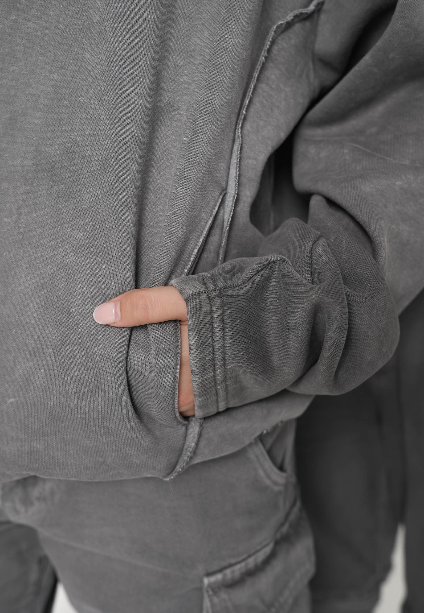 Oversize Hoodie CLANDESTINE Gargoyle Washed