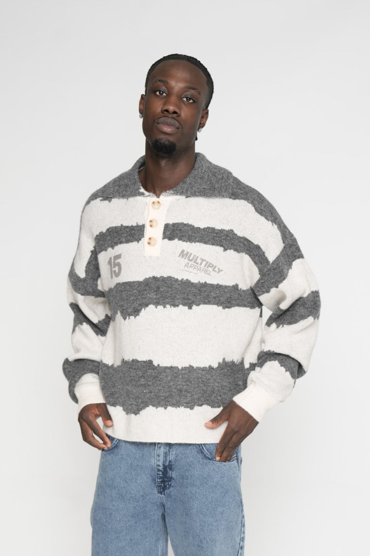 Oversize knit Longsleeve Polo DUNES Black