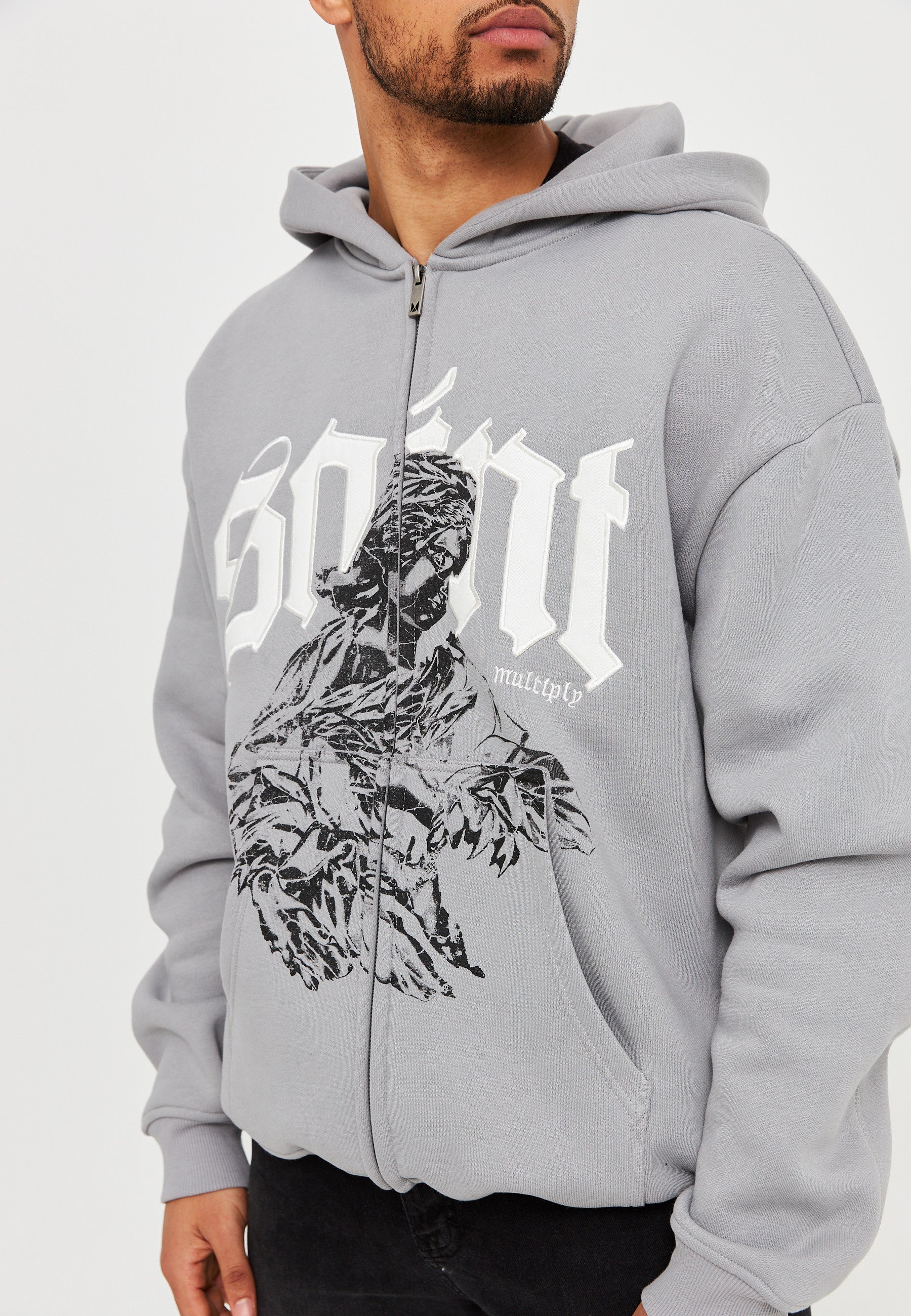Oversize Zip Hoodie SAINT Ultimate Grey