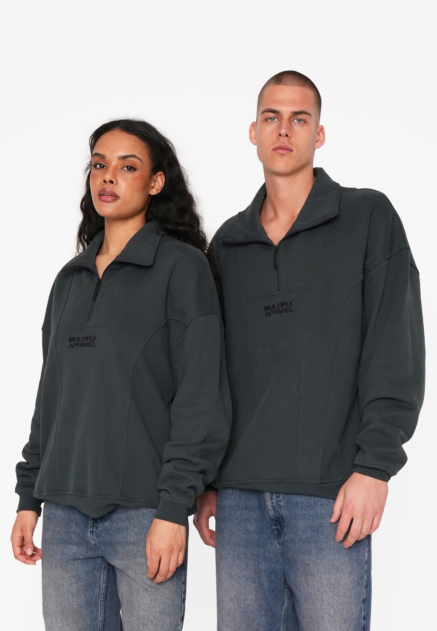 Oversize Half Zip Sweatshirt EXPLORER Forest River