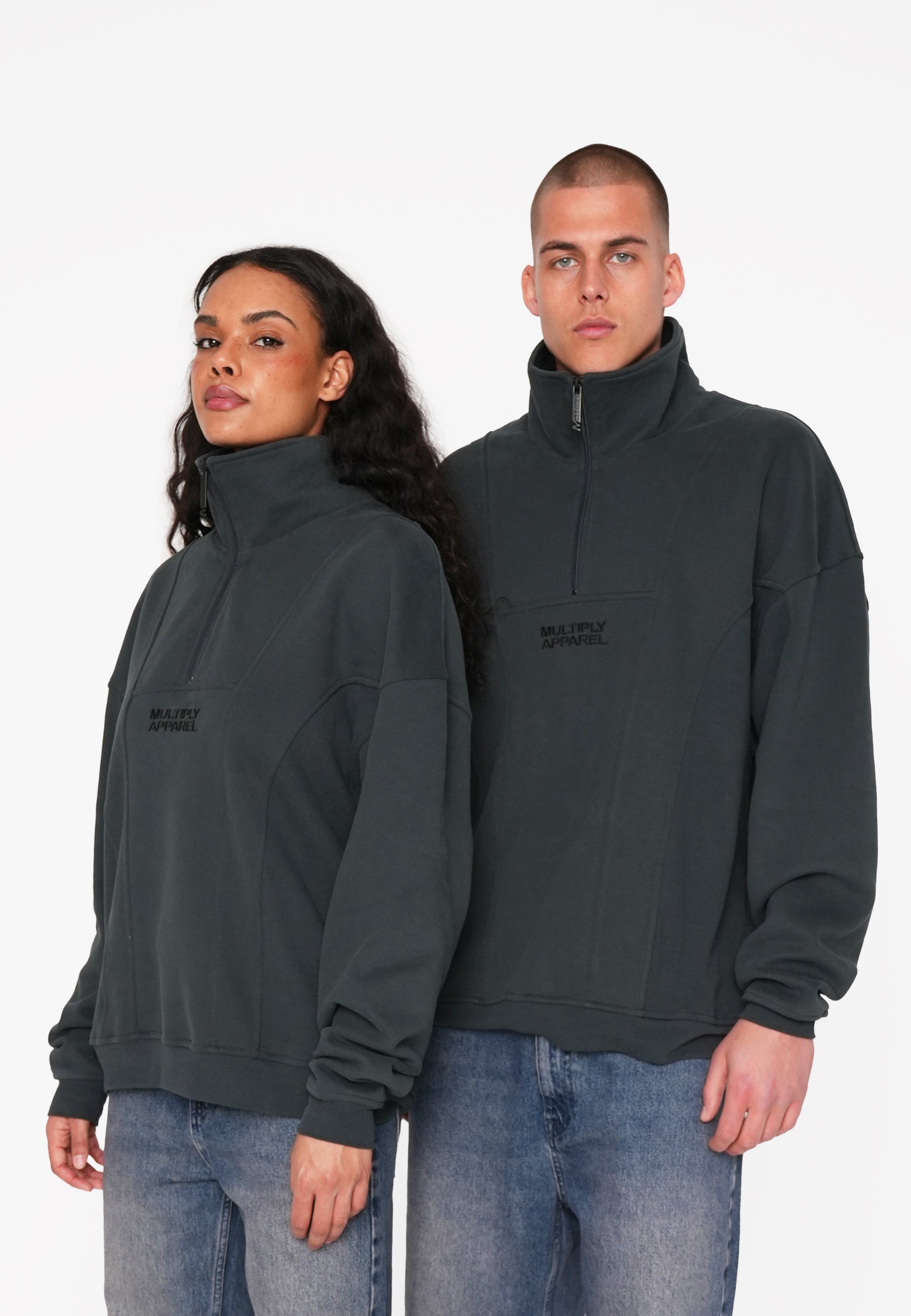 Oversize Half Zip Sweatshirt EXPLORER Forest River