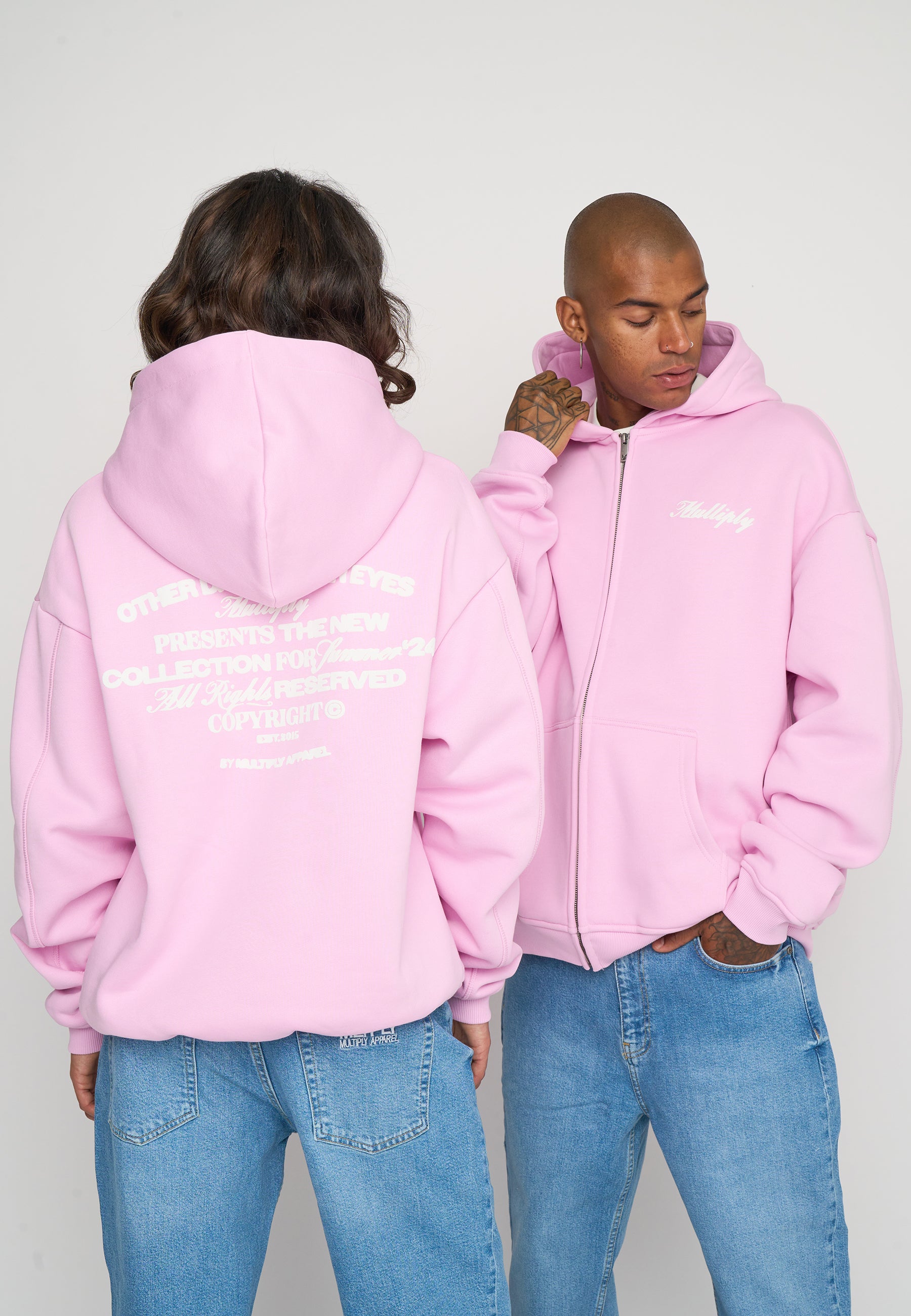 Oversize Zip Hoodie OTHER DAYS Pink Lavender