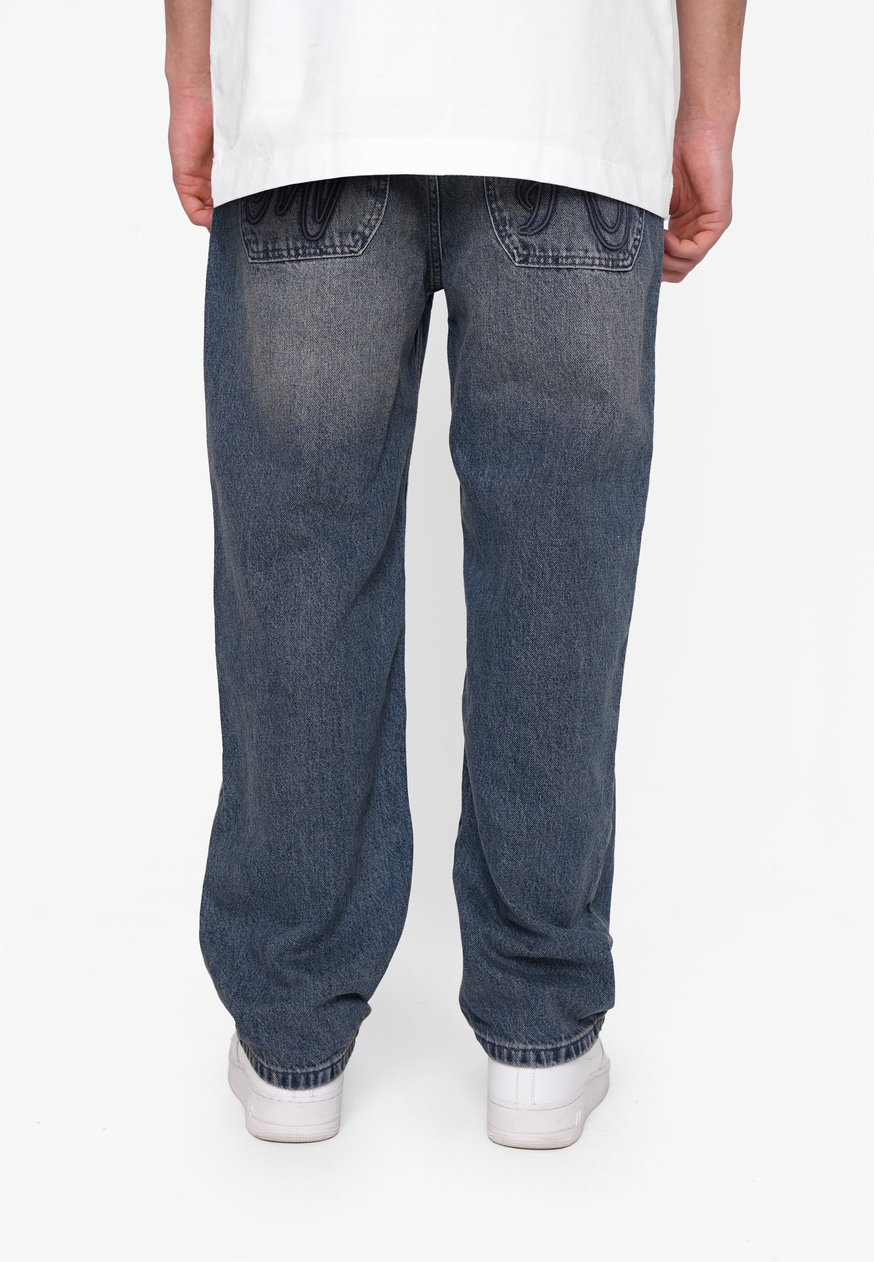 Wide Straight Jeans SLICK Blue Beige