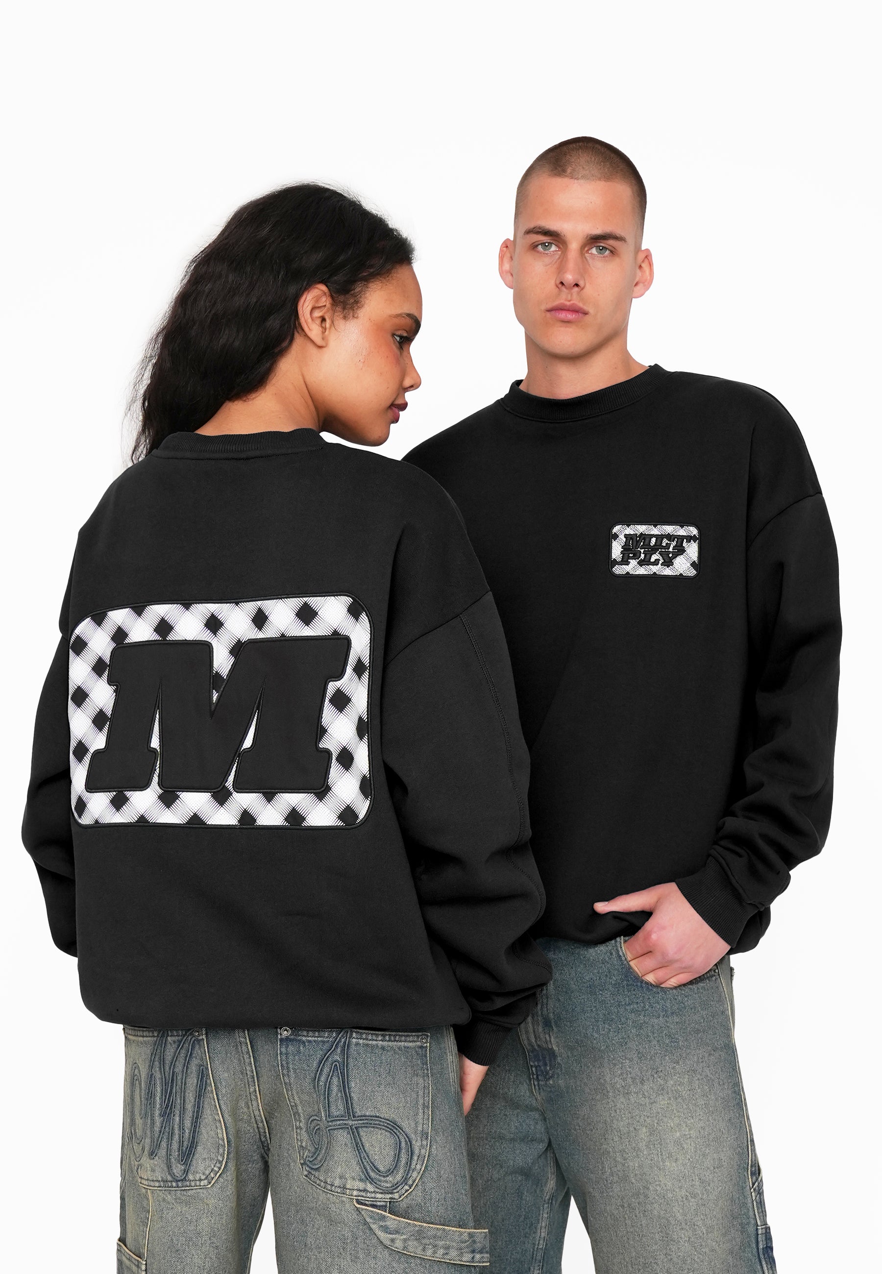 Oversize Sweatshirt CHECKERED Black