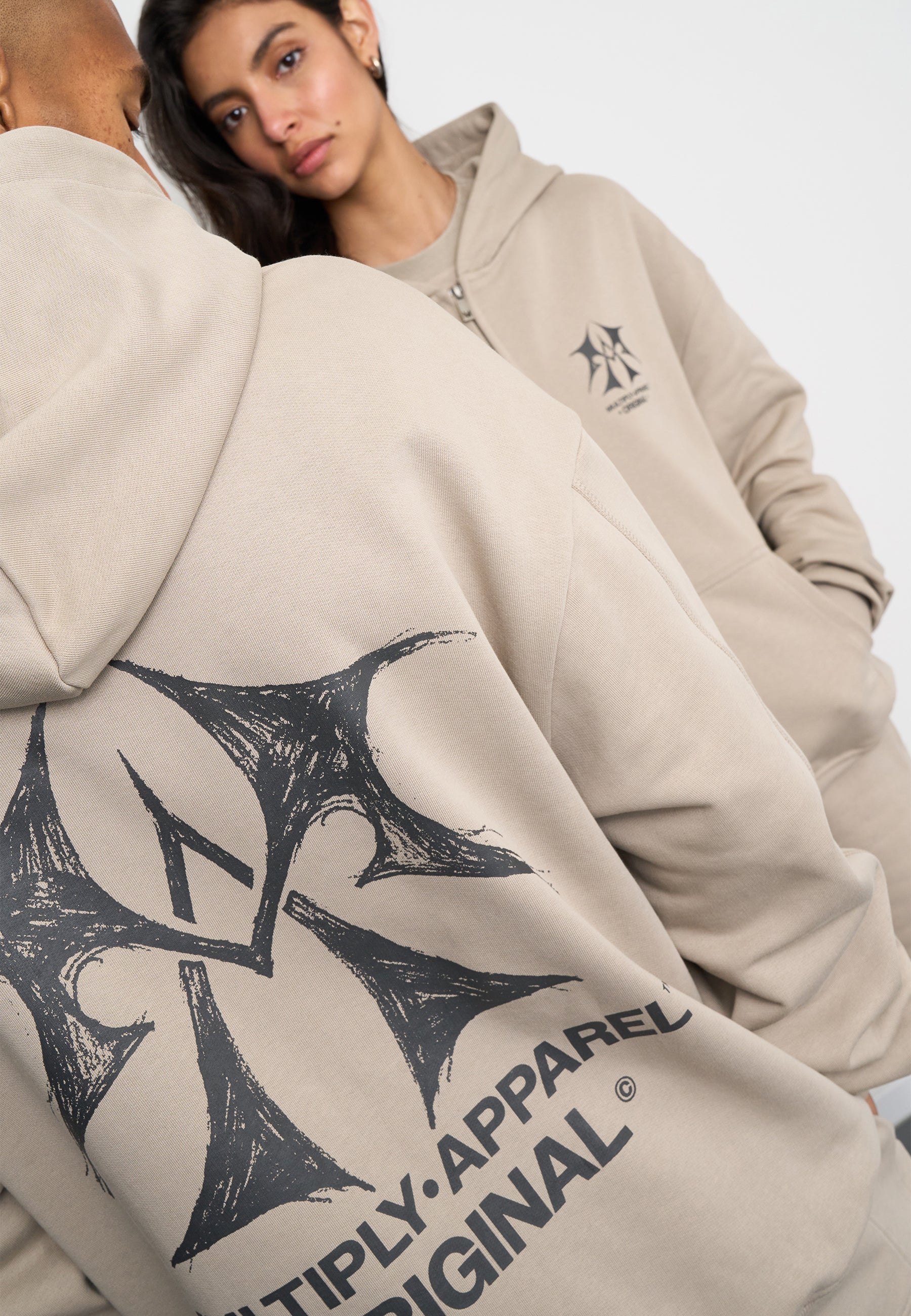Oversize Zip Hoodie SKETCH Vintage Khaki