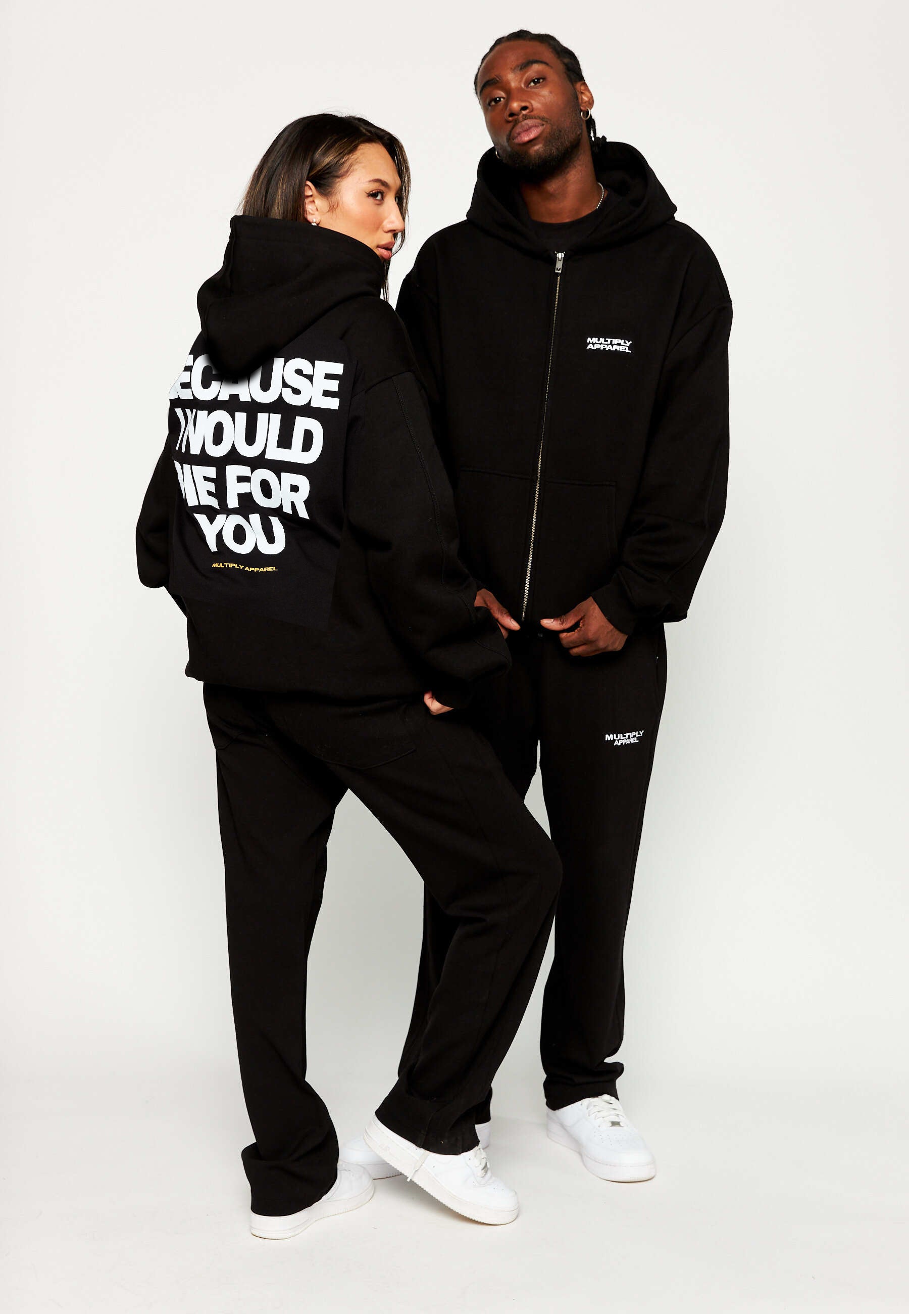 Oversize Zip Hoodie DIE FOR YOU Black