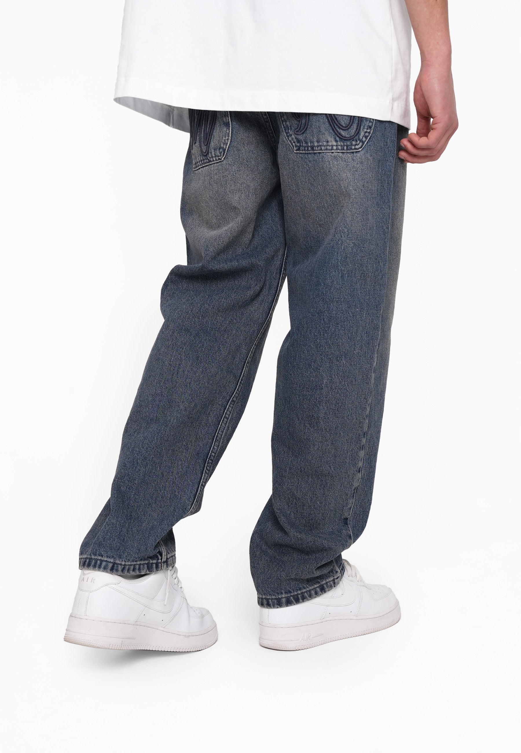 Wide Straight Jeans SLICK Blue Beige