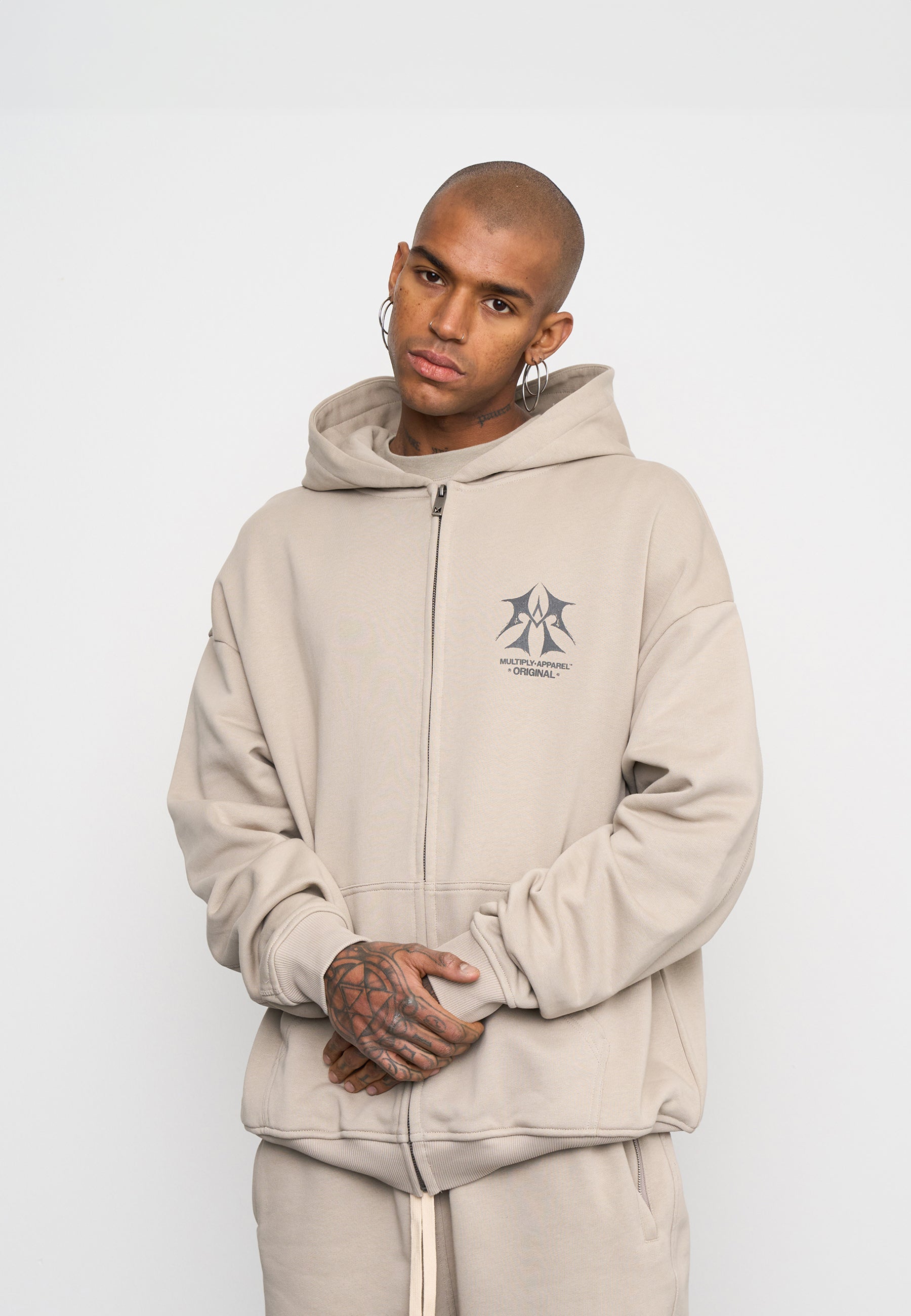 Oversize Zip Hoodie SKETCH Vintage Khaki