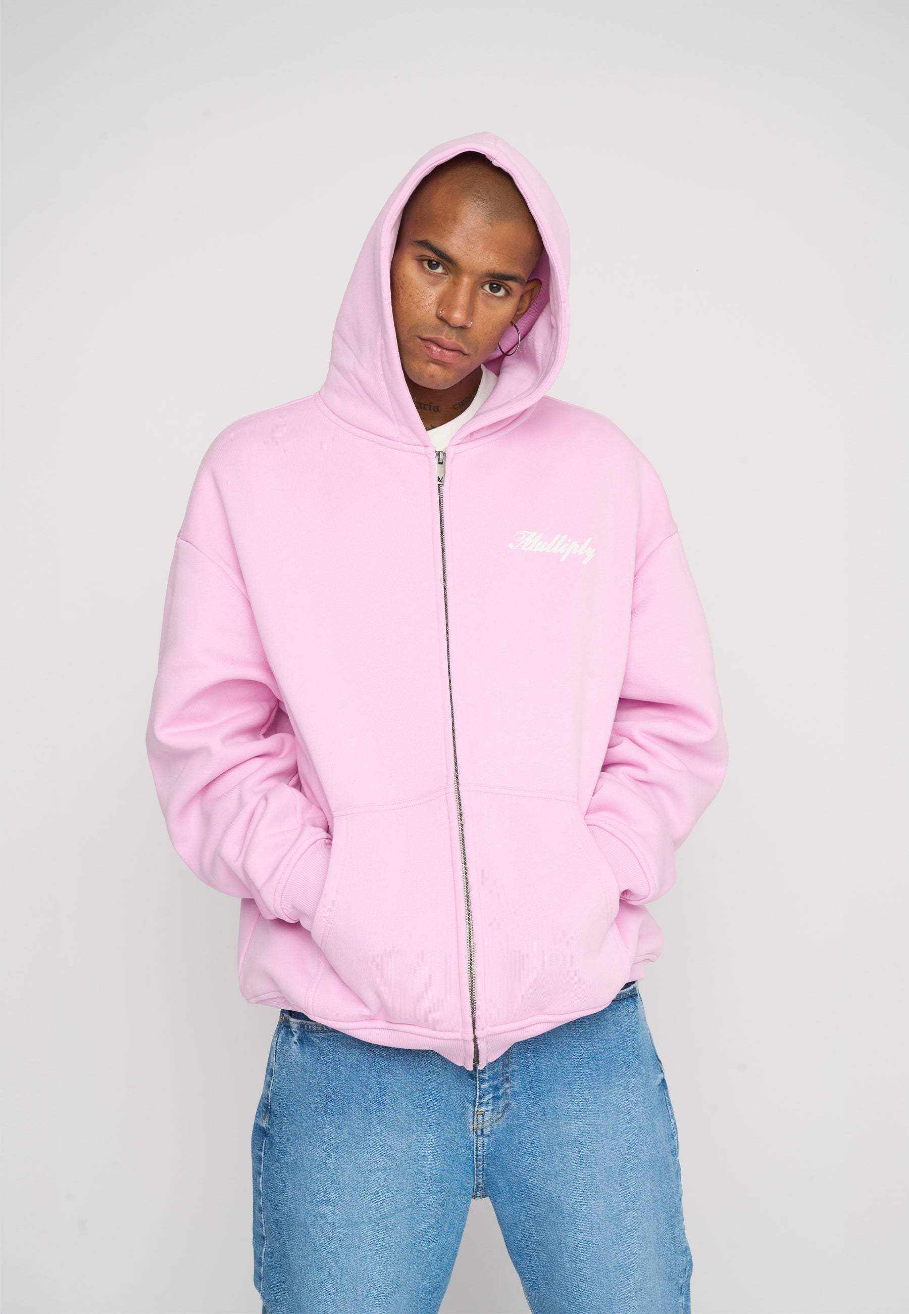 Oversize Zip Hoodie OTHER DAYS Pink Lavender
